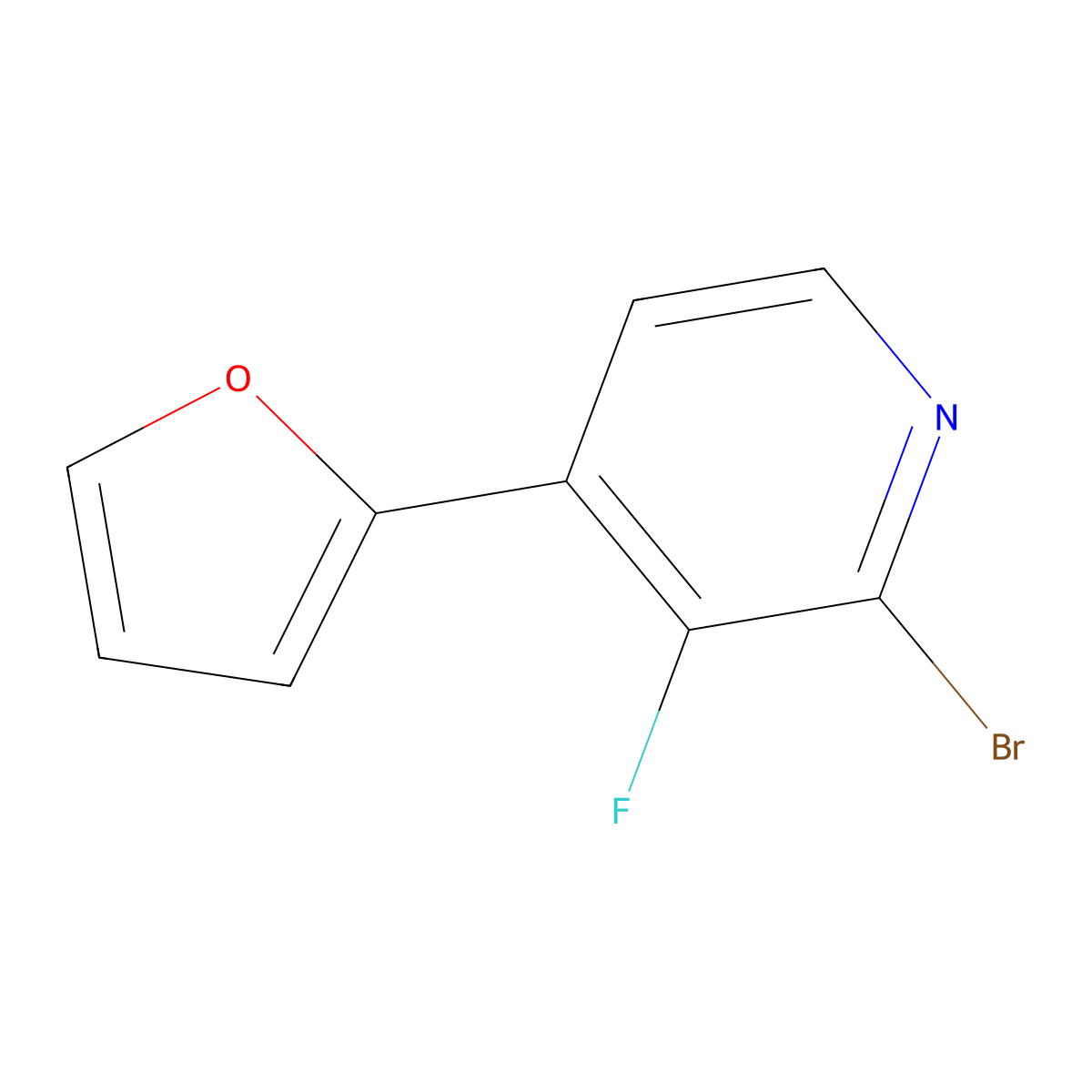 2-Bromo-3-fluoro-4-(2-furyl)pyridine molecular structure, CAS 1622842-61-8