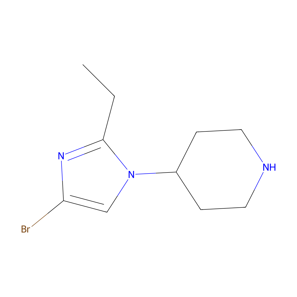 4-Bromo-1-(piperidin-4-yl)-2-ethylimidazole molecular structure, CAS 1622842-70-9