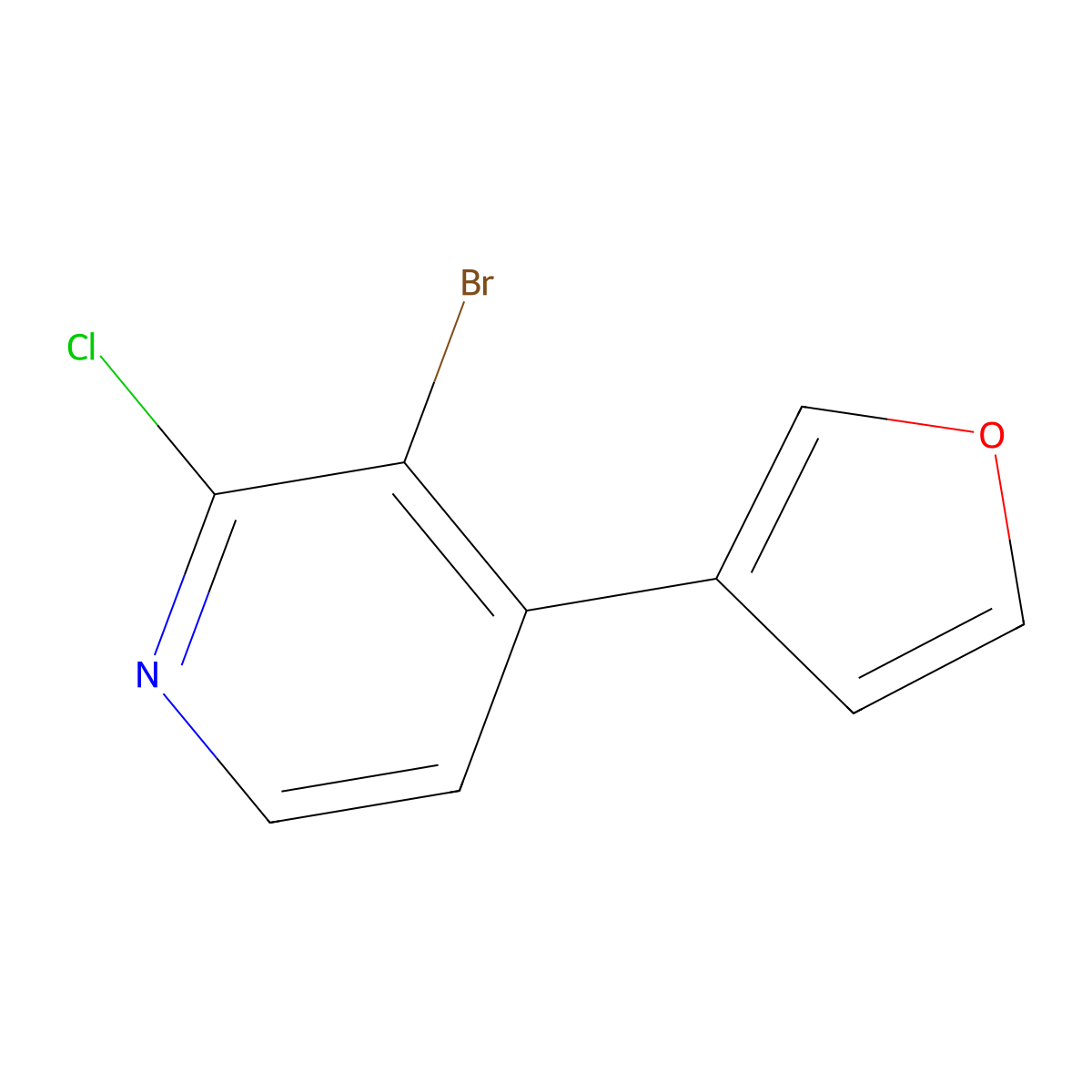 3-Bromo-4-(3-furyl)-2-chloropyridine molecular structure, CAS 1622842-73-2