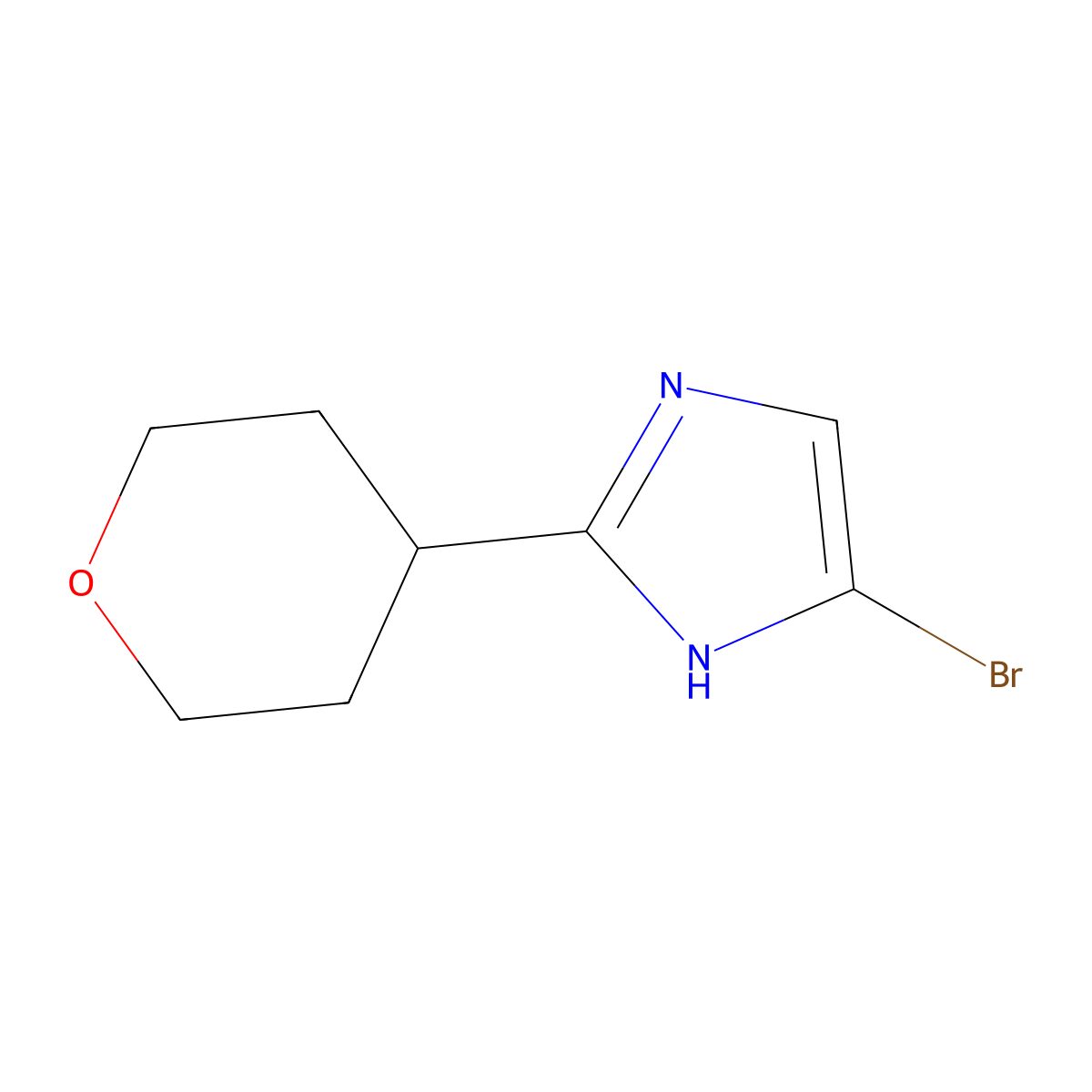 4-Bromo-2-(oxan-4-yl)-1H-imidazole molecular structure, CAS 1622842-74-3