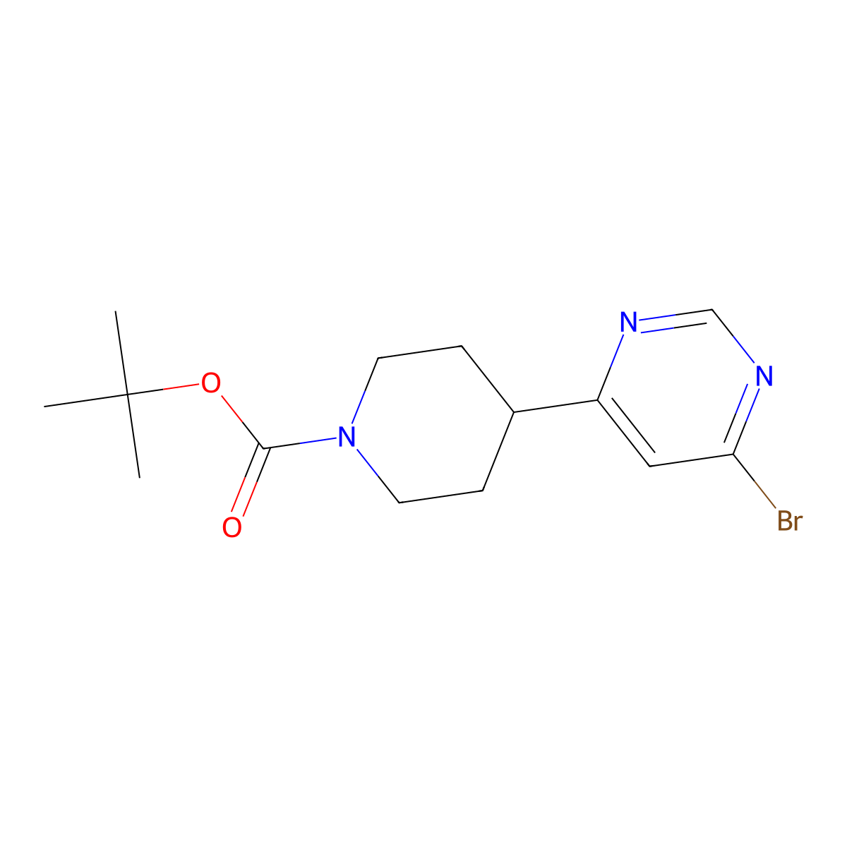 Tert-butyl 4-(6-bromopyrimidin-4-YL)piperidine-1-carboxylate molecular structure, CAS 1622842-80-1