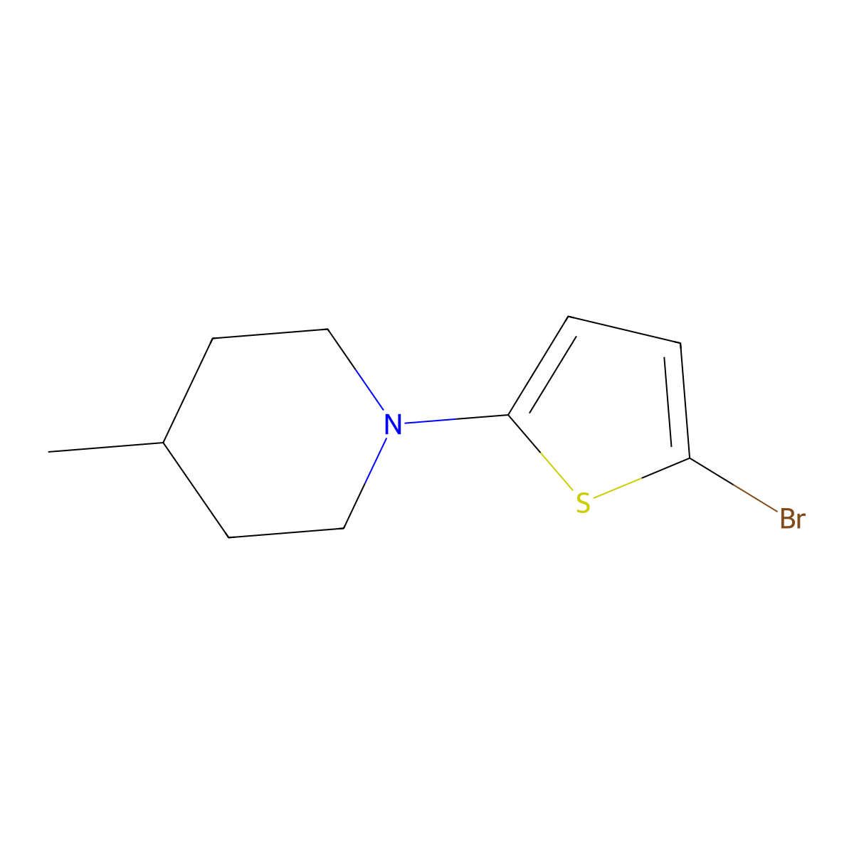 2-Bromo-5-(4-methylpiperidin-1-yl)thiophene molecular structure, CAS 1622842-88-9