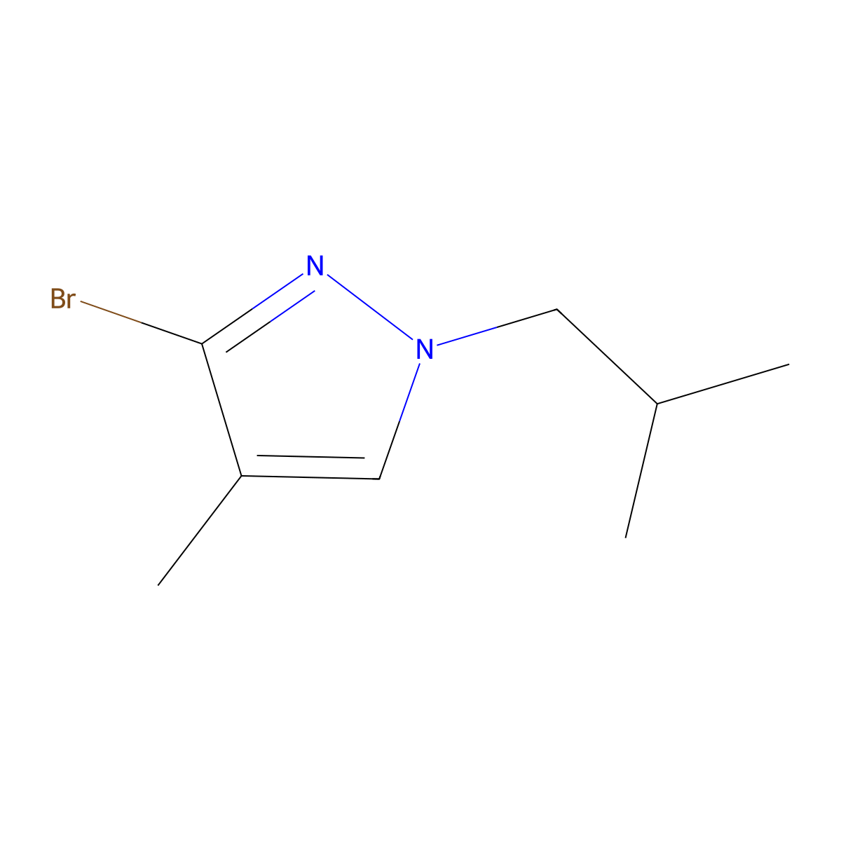3-Bromo-4-methyl-1-(iso-butyl)-1H-pyrazole molecular structure, CAS 1622842-90-3