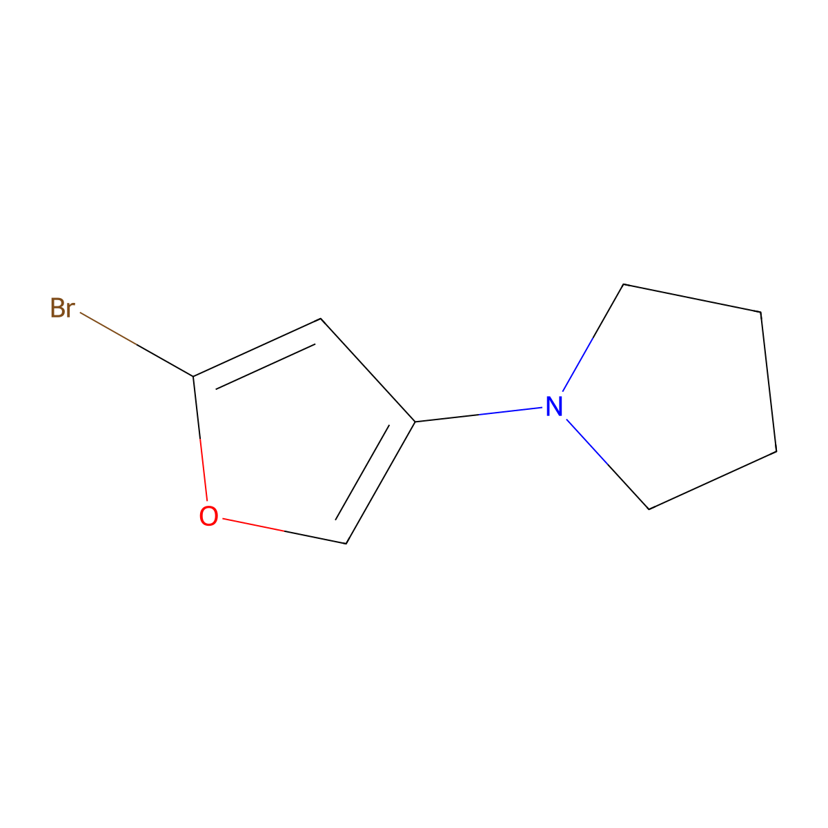2-Bromo-4-(pyrrolidino)furan molecular structure, CAS 1622842-91-4