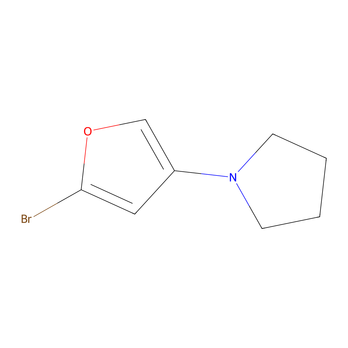 2-Bromo-4-(pyrrolidino)furan molecular structure, CAS 1622842-91-4