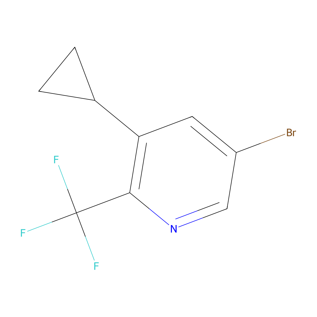 5-Bromo-3-cyclopropyl-2-(trifluoromethyl)pyridine molecular structure, CAS 1622842-92-5