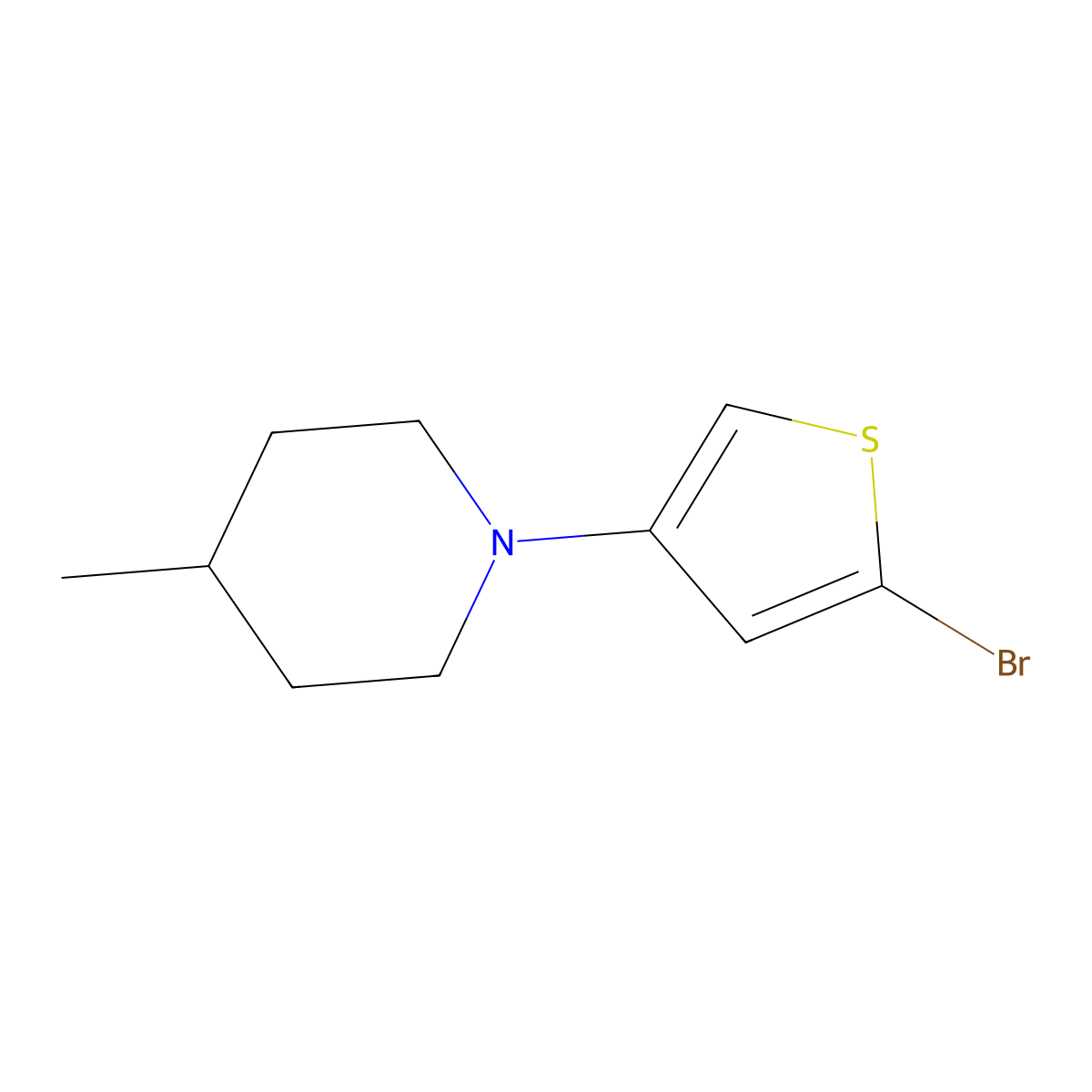 2-Bromo-4-(4-methylpiperidin-1-yl)thiophene molecular structure, CAS 1622842-94-7