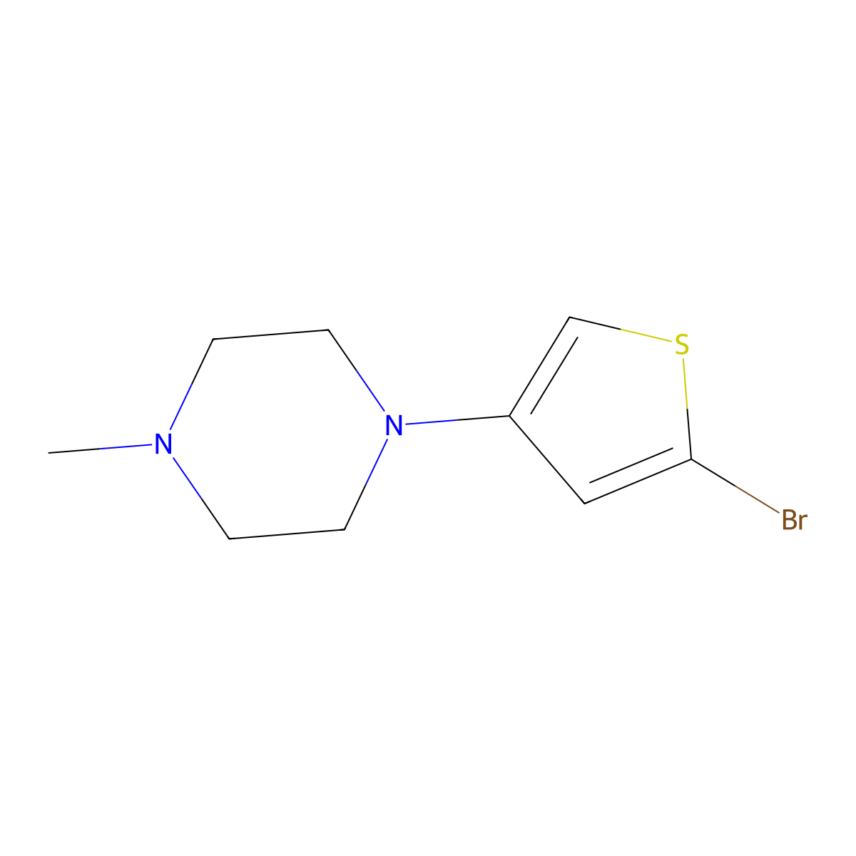 2-Bromo-4-(N-methylpiperazin-1-yl)thiophene molecular structure, CAS 1622842-97-0