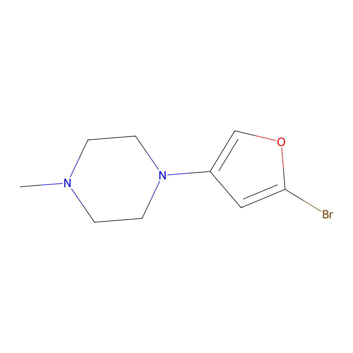 2-Bromo-4-(N-methylpiperazin-1-yl)furan molecular structure, CAS 1622843-02-0