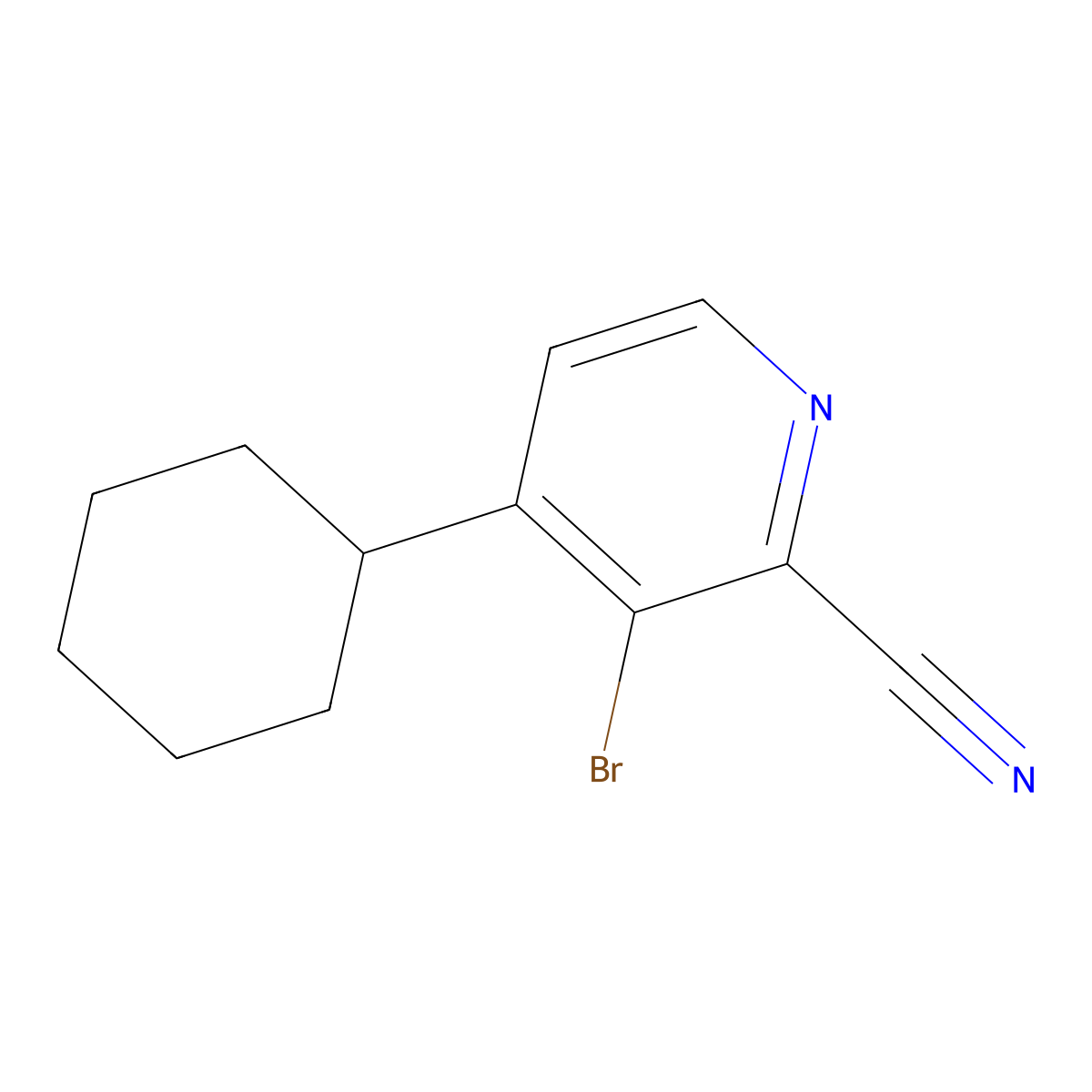 3-Bromo-4-cyclohexyl-2-pyridinecarbonitrile molecular structure, CAS 1622843-03-1