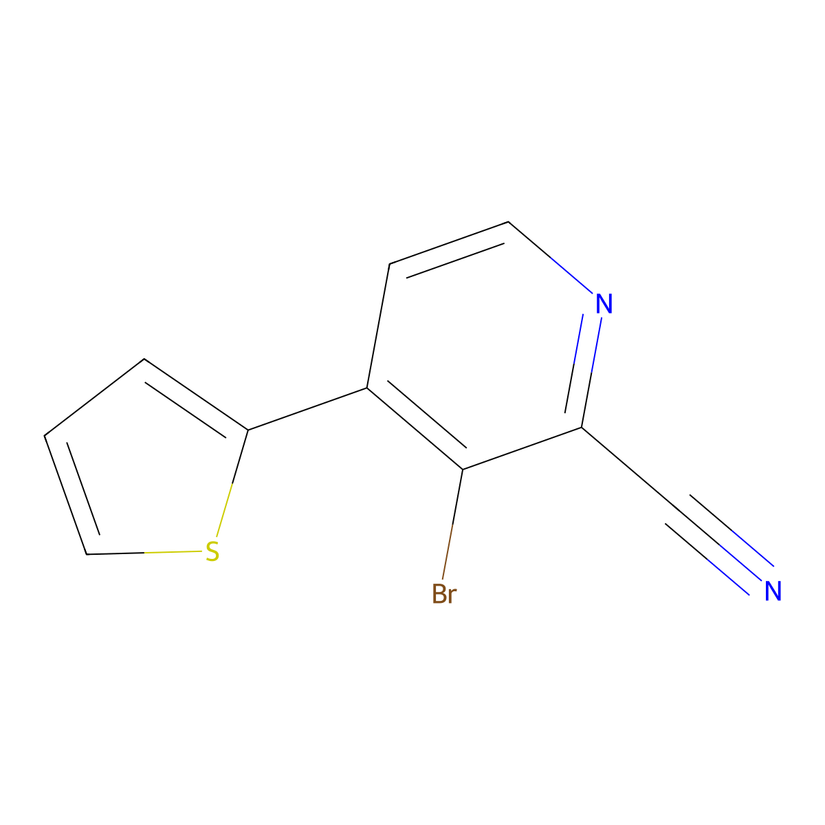 3-Bromo-4-(2-thienyl)-2-pyridinecarbonitrile molecular structure, CAS 1622843-07-5