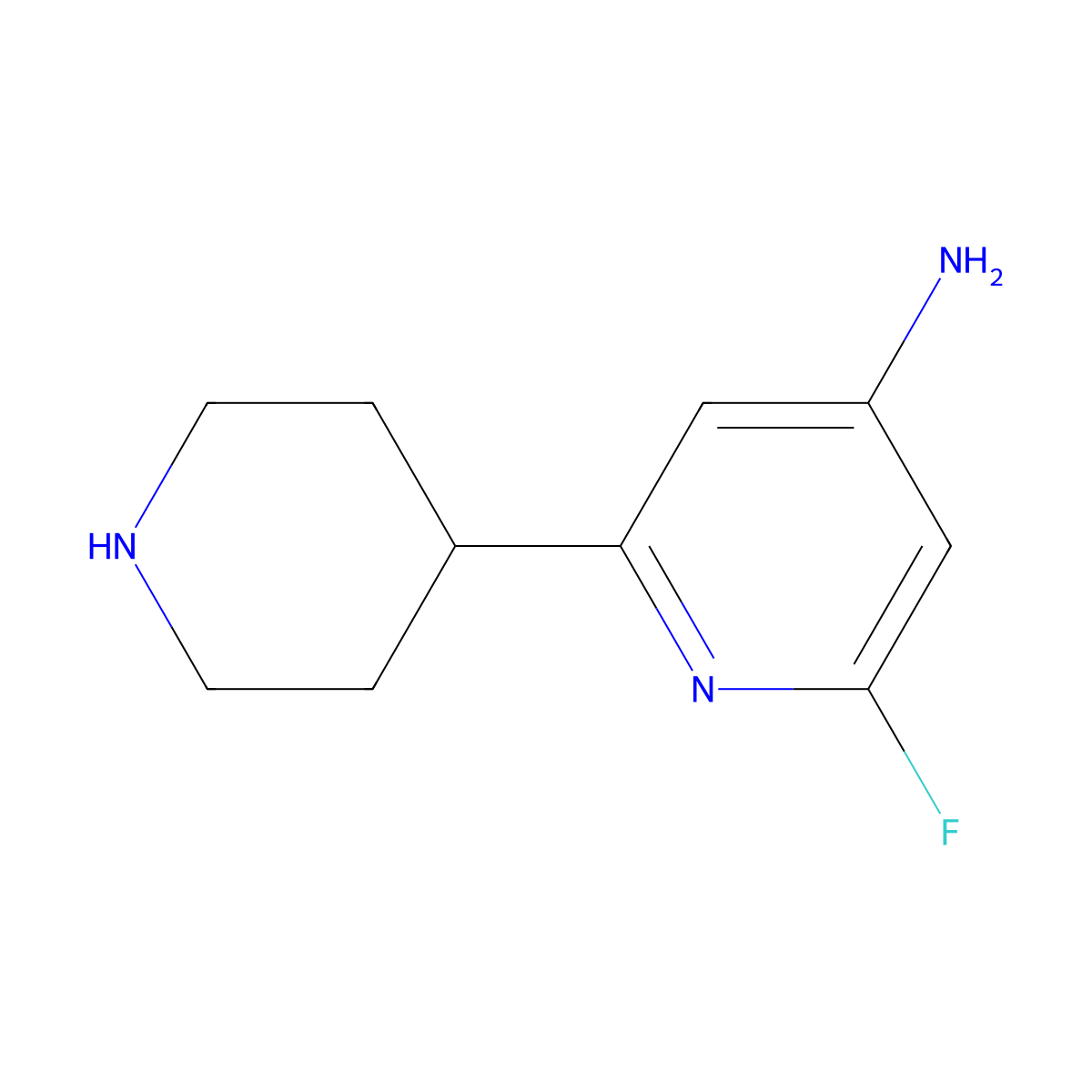 4-Amino-2-fluoro-6-(piperidin-4-yl)pyridine molecular structure, CAS 1622843-08-6