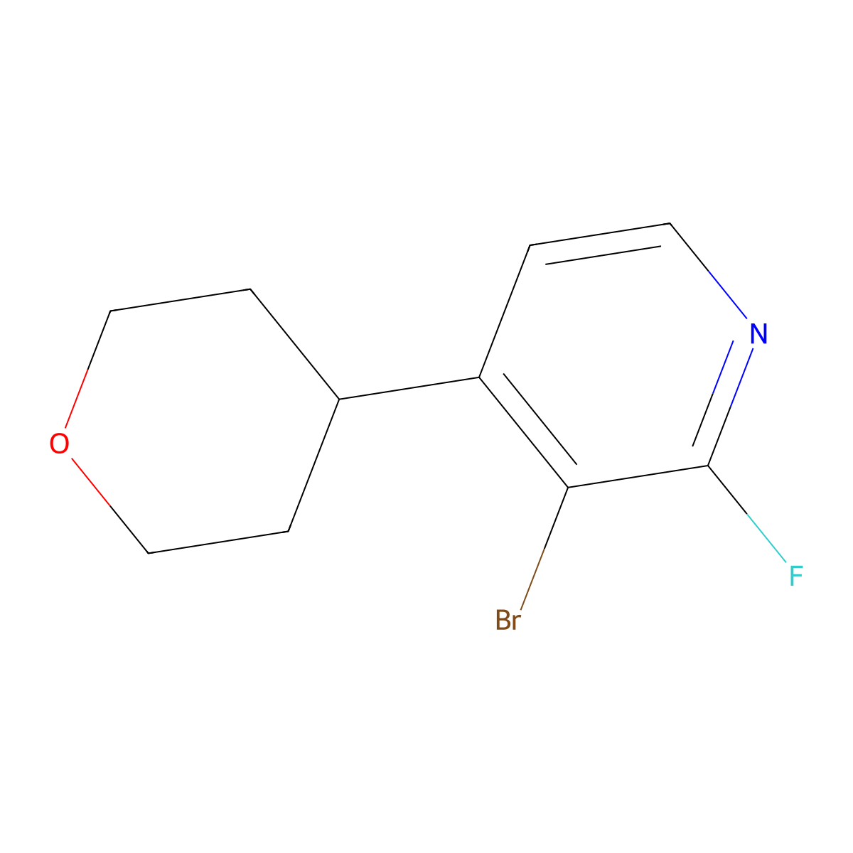 2-Fluoro-3-bromo-4-(oxan-4-yl)pyridine molecular structure, CAS 1622843-14-4