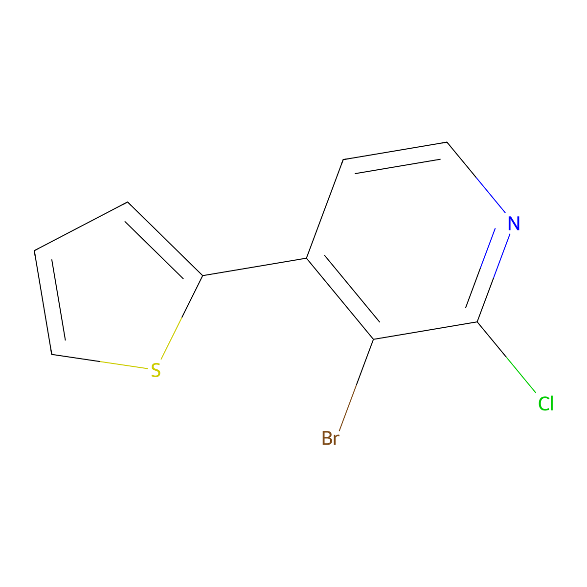 3-Bromo-4-(2-thienyl)-2-chloropyridine molecular structure, CAS 1622843-15-5