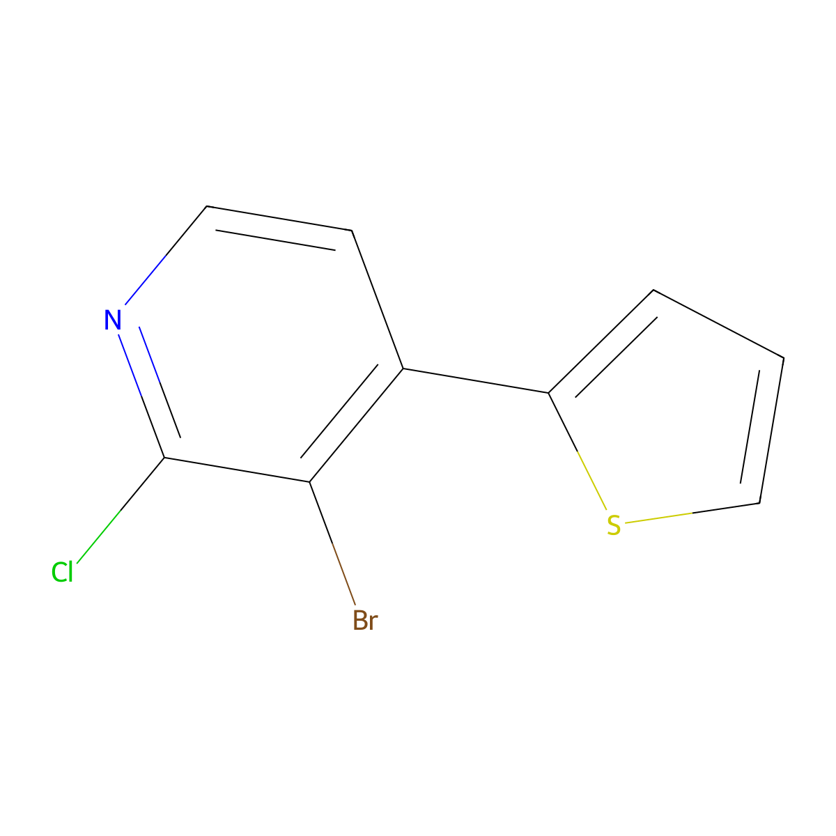 3-Bromo-4-(2-thienyl)-2-chloropyridine molecular structure, CAS 1622843-15-5