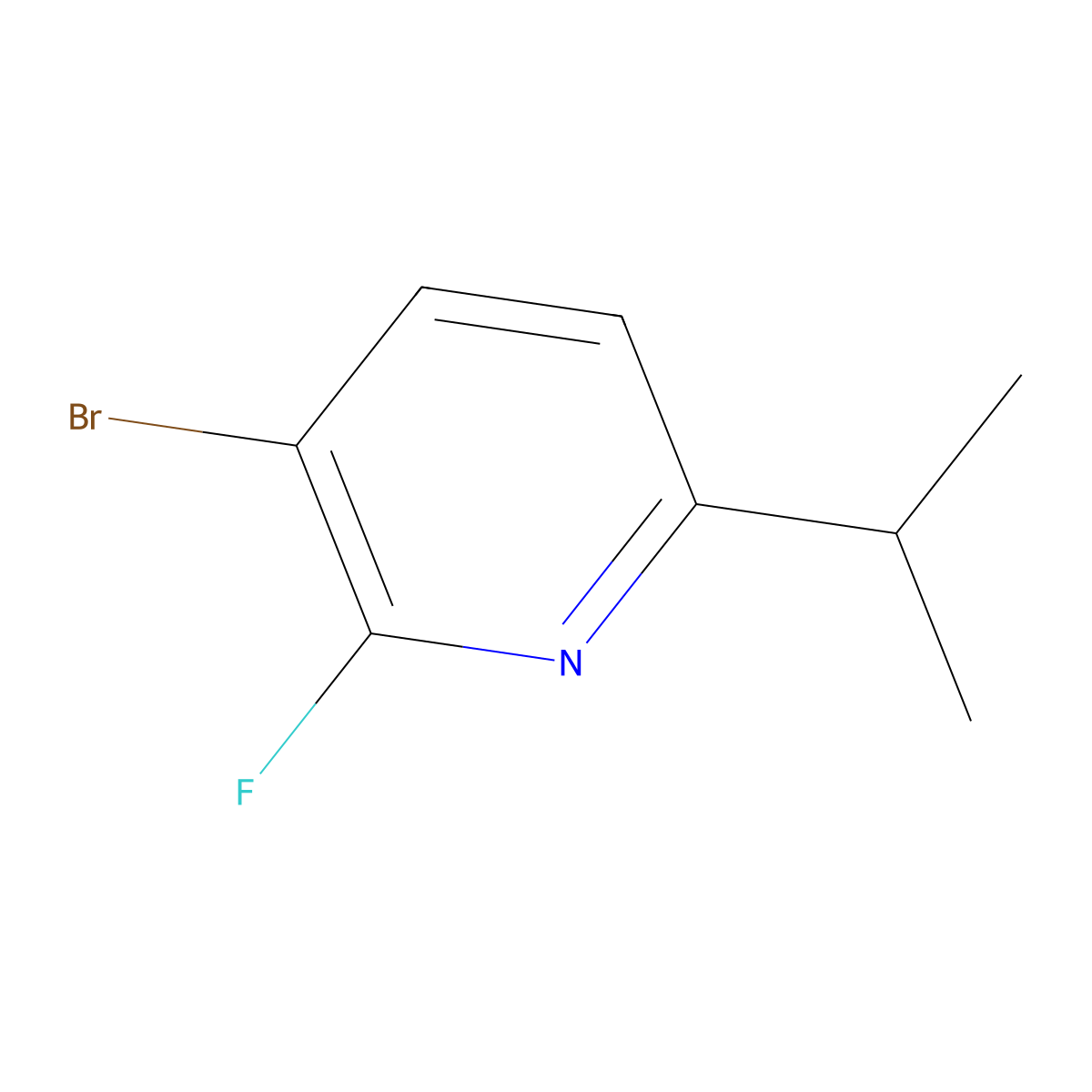 3-Bromo-2-fluoro-6-(iso-propyl)pyridine molecular structure, CAS 1622843-16-6