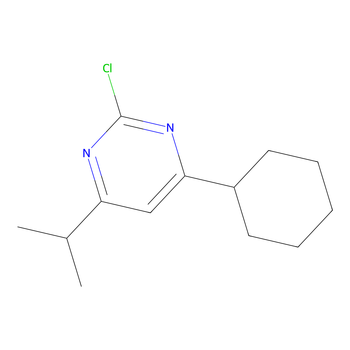 2-Chloro-4-cyclohexyl-6-(iso-propyl)pyrimidine molecular structure, CAS 1622843-17-7
