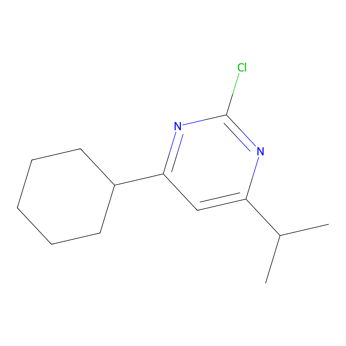 2-Chloro-4-cyclohexyl-6-(iso-propyl)pyrimidine molecular structure, CAS 1622843-17-7