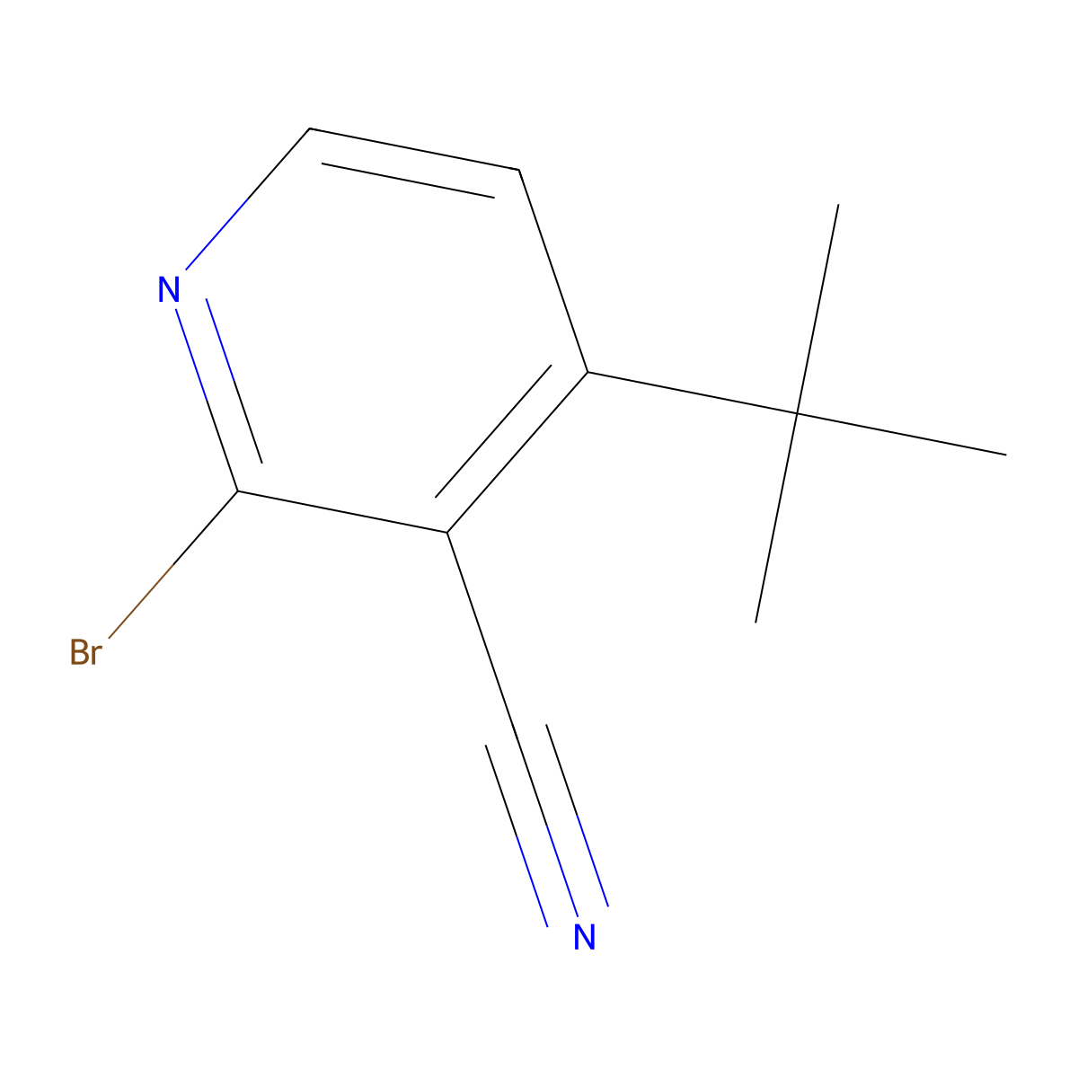 2-Bromo-3-cyano-4-(tert-butyl)pyridine molecular structure, CAS 1622843-23-5