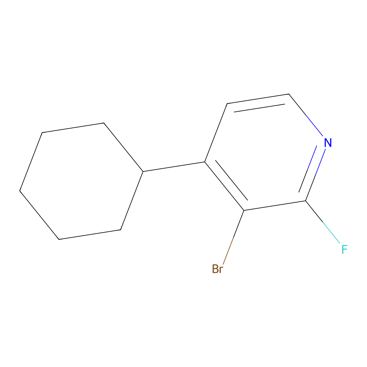 2-Fluoro-3-bromo-4-cyclohexylpyridine molecular structure, CAS 1622843-26-8