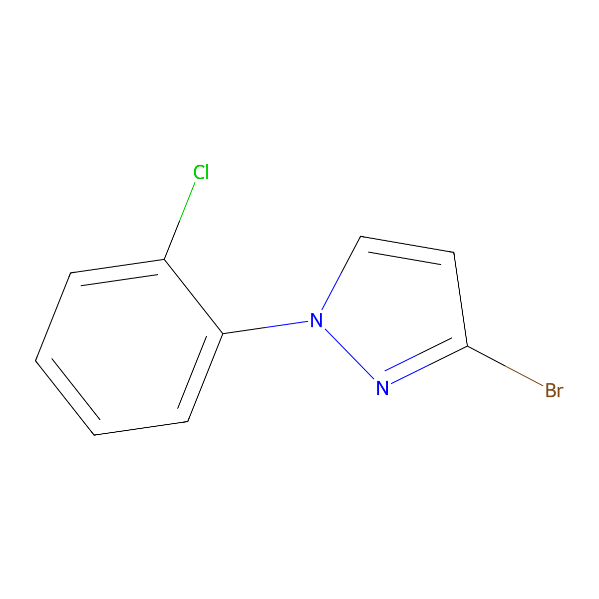 3-Bromo-1-(2-chlorophenyl)-1H-pyrazole molecular structure, CAS 1622843-28-0