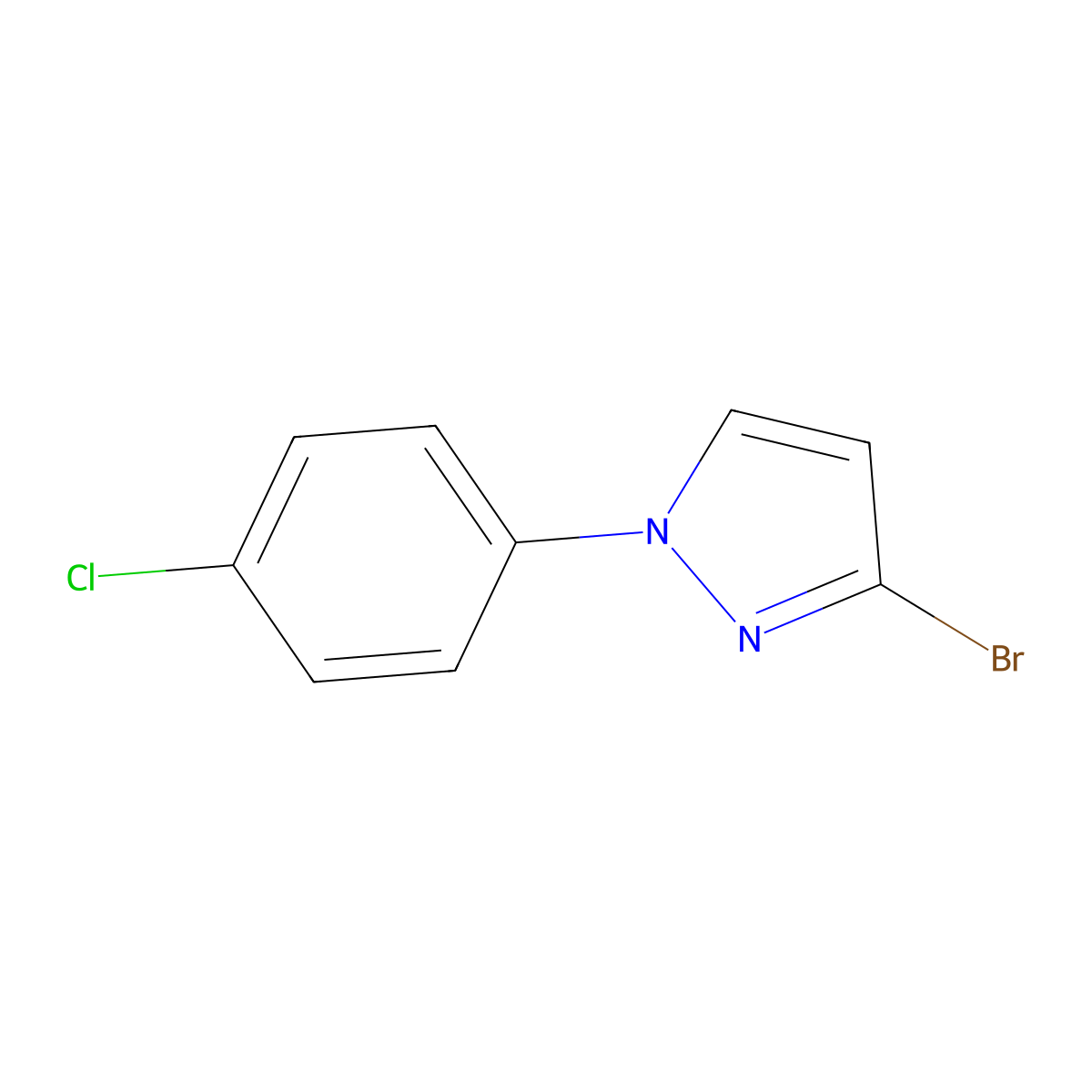 3-Bromo-1-(4-chlorophenyl)-1H-pyrazole molecular structure, CAS 1622843-29-1