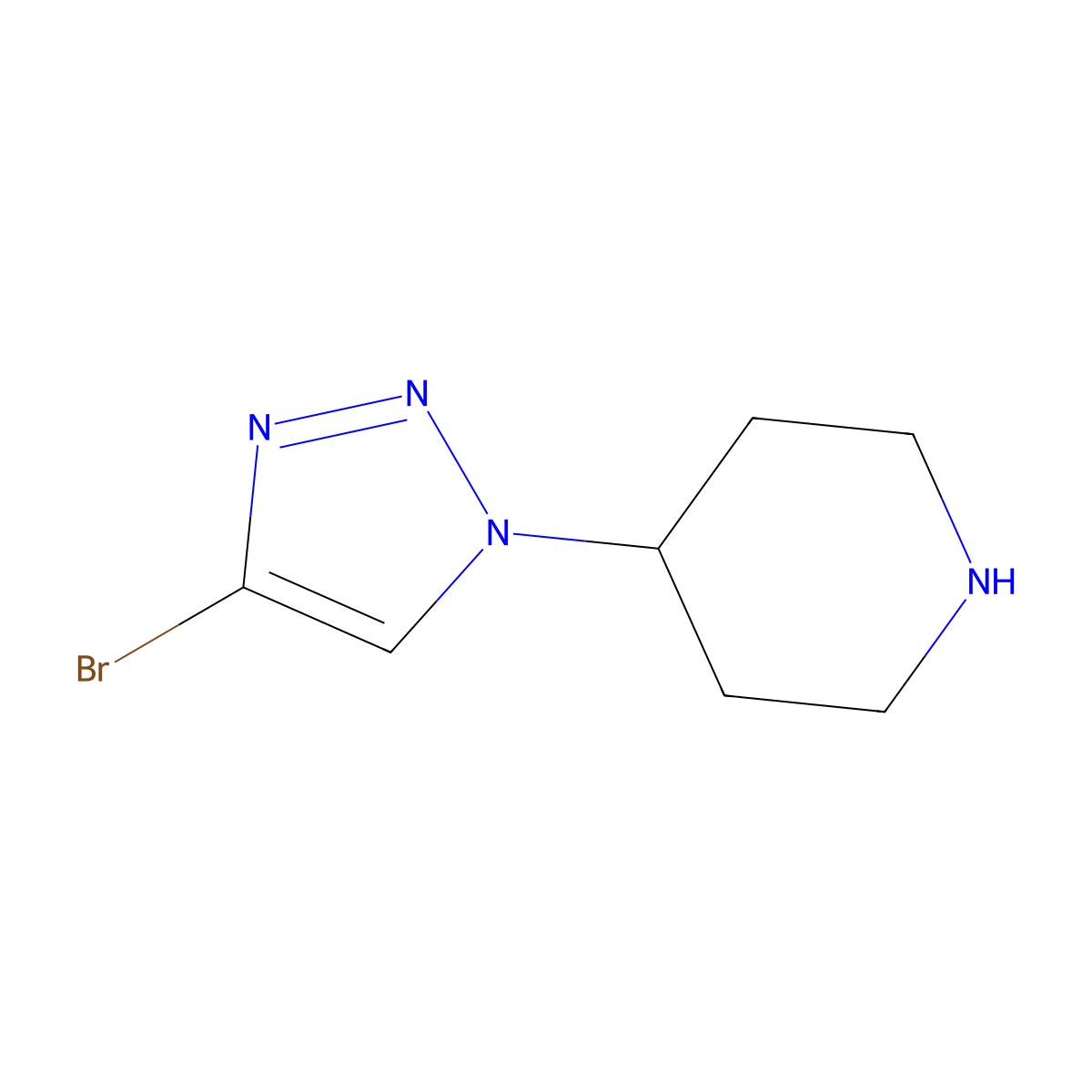 4-Bromo-1-(piperidin-4-yl)-1H-1,2,3-triazole molecular structure, CAS 1622843-36-0