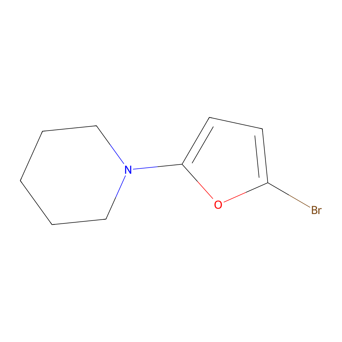 1-(5-Bromofuran-2-yl)piperidine molecular structure, CAS 1622843-40-6
