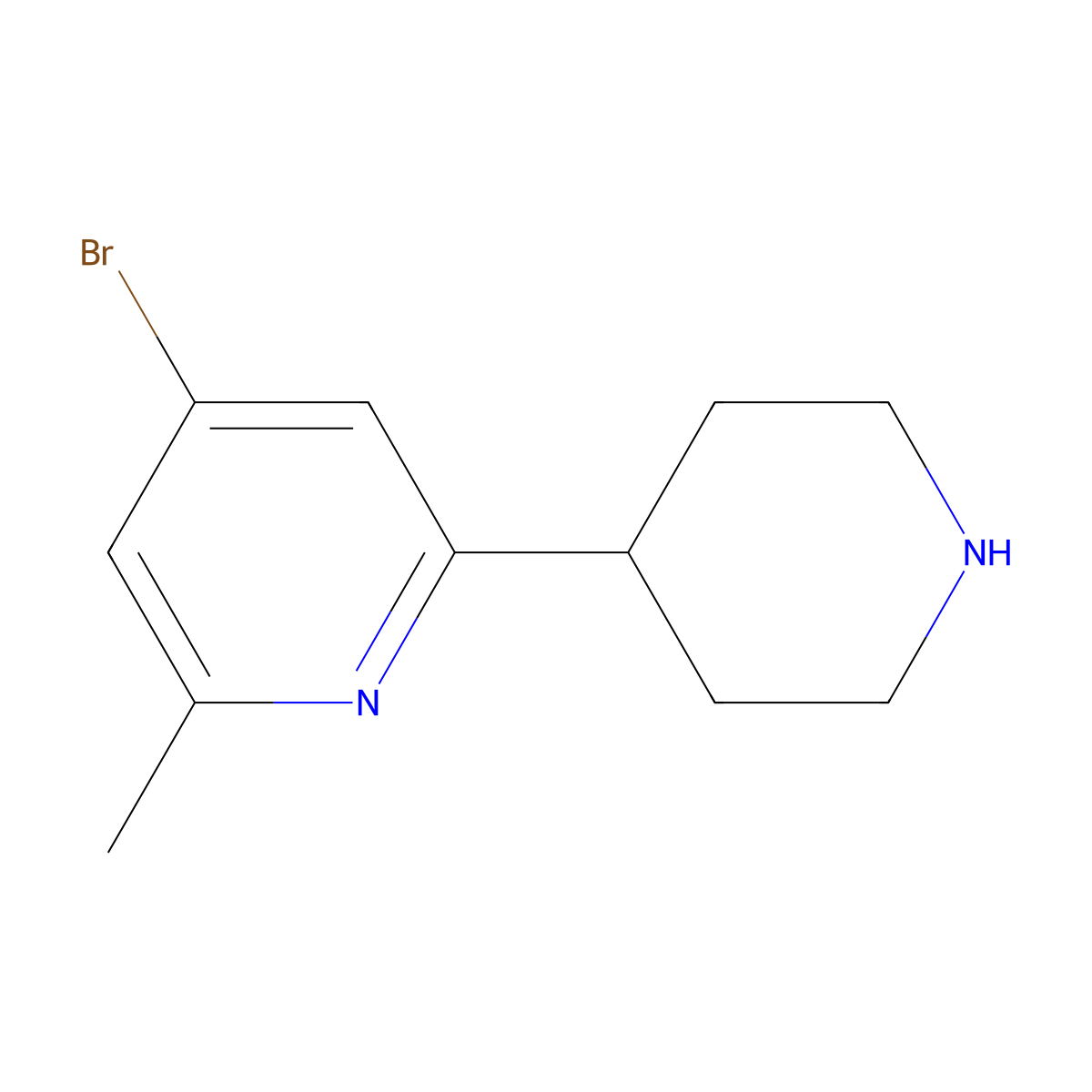 4-Bromo-2-methyl-6-(piperidin-4-yl)pyridine molecular structure, CAS 1622843-48-4