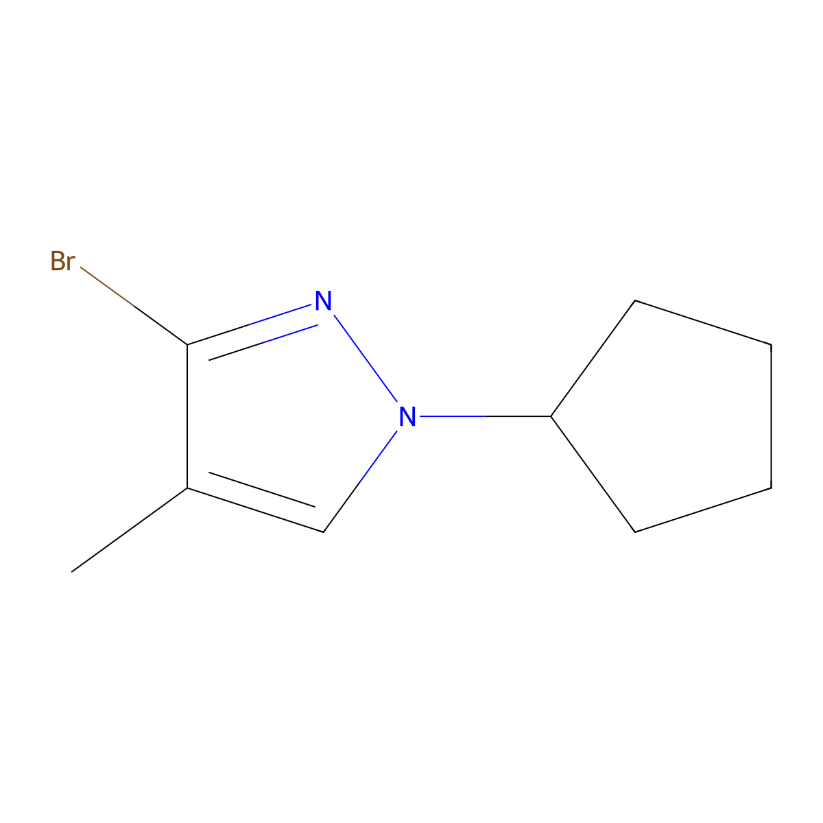 3-Bromo-4-methyl-1-cyclopentyl-1H-pyrazole molecular structure, CAS 1622843-60-0
