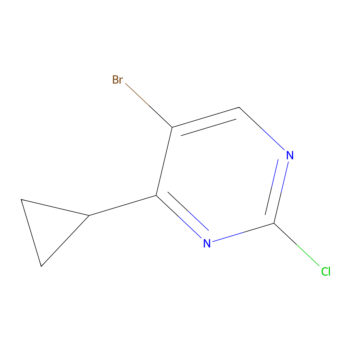 5-Bromo-2-chloro-4-cyclopropylpyrimidine molecular structure, CAS 1622843-62-2