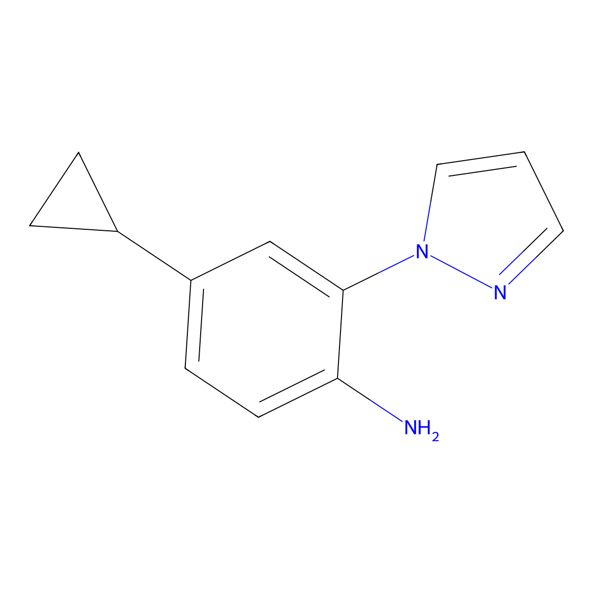 4-Cyclopropyl-2-(1H-pyrazol-1-yl)aniline molecular structure, CAS 1622843-69-9