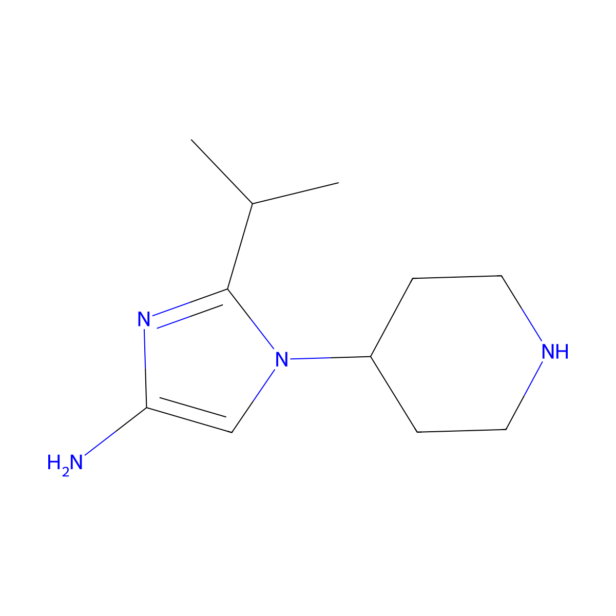 1-(Piperidin-4-yl)-2-(1-methylethyl)-1H-imidazol-4-amine molecular structure, CAS 1622843-72-4