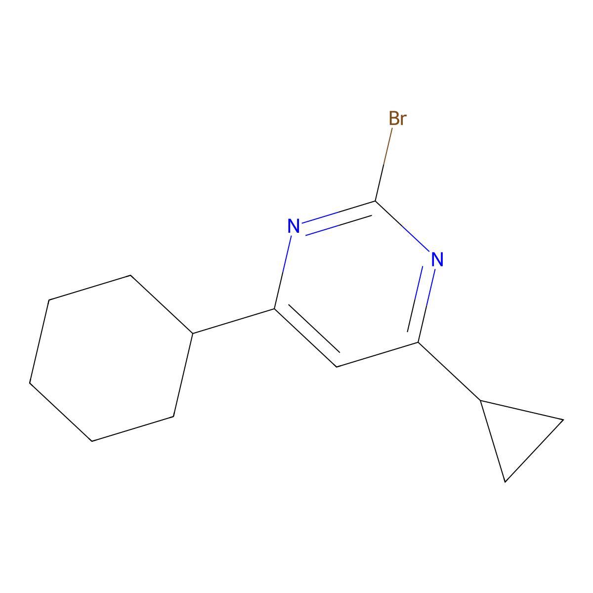 2-Bromo-4-cyclohexyl-6-cyclopropylpyrimidine molecular structure, CAS 1622843-83-7
