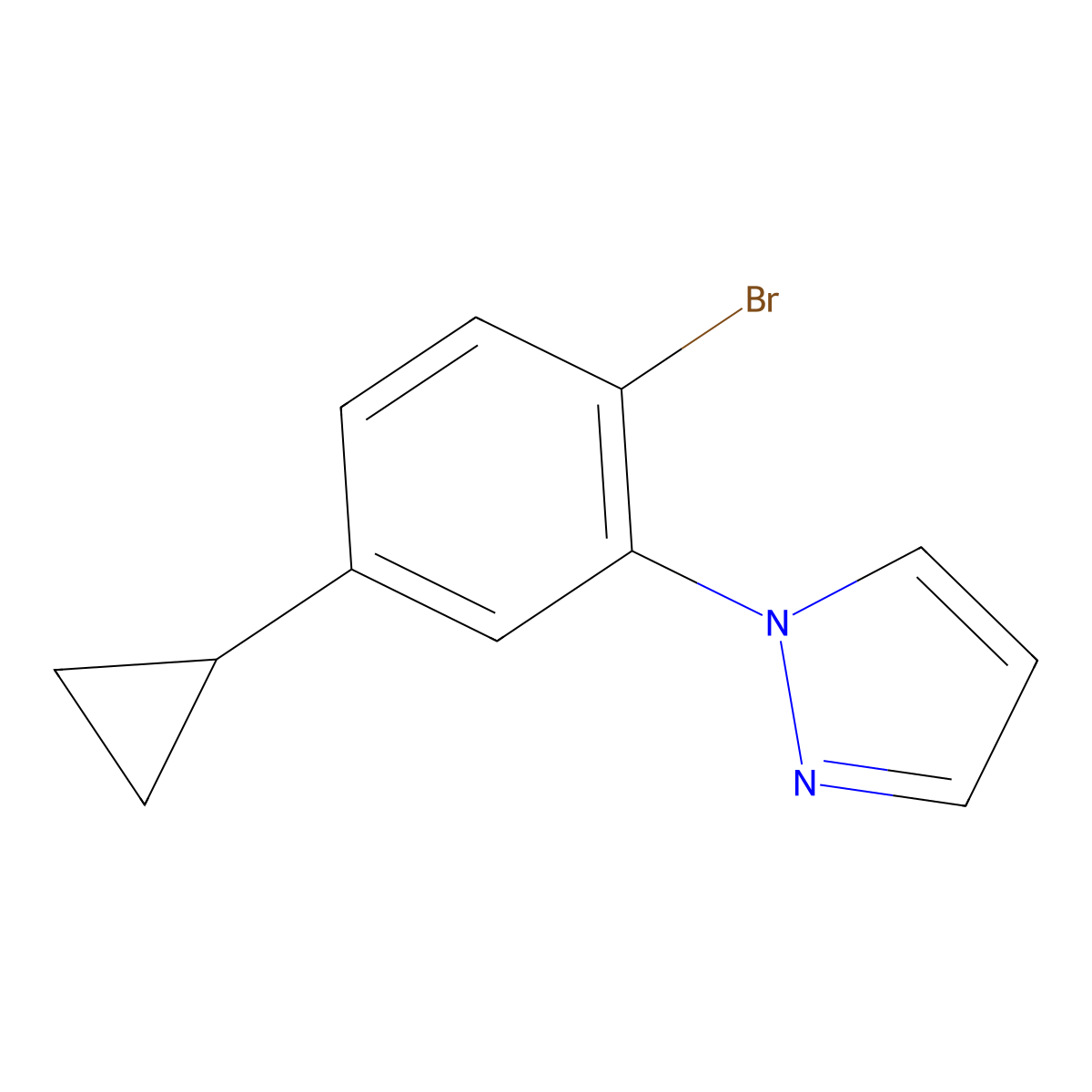 1-(2-bromo-5-cyclopropylphenyl)-1H-pyrazole molecular structure, CAS 1622843-84-8