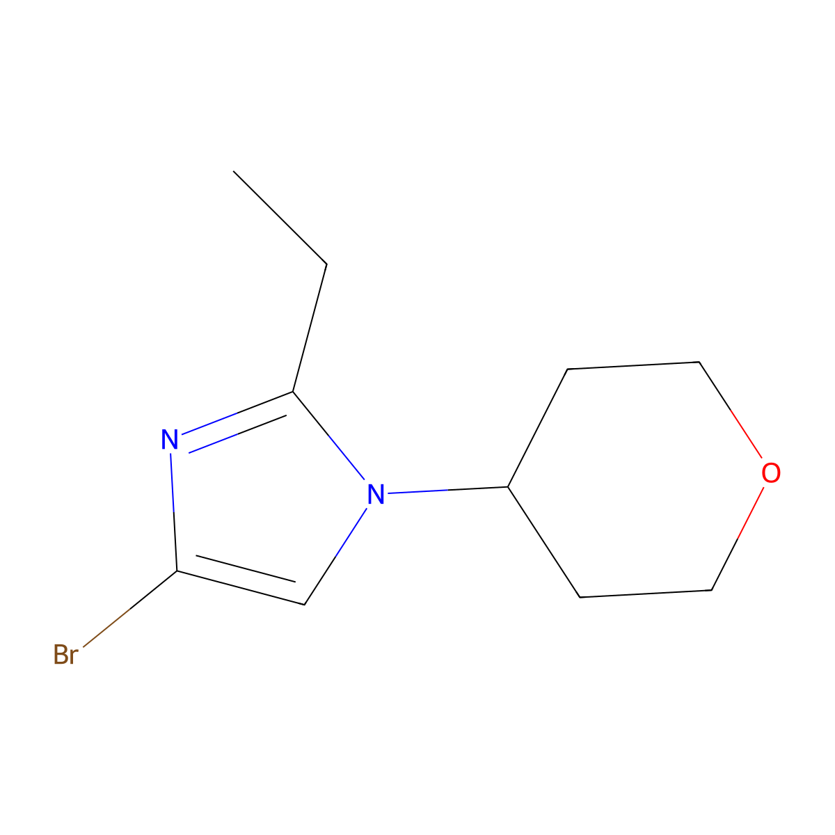 4-Bromo-1-(oxan-4-yl)-2-ethylimidazole molecular structure, CAS 1622843-87-1