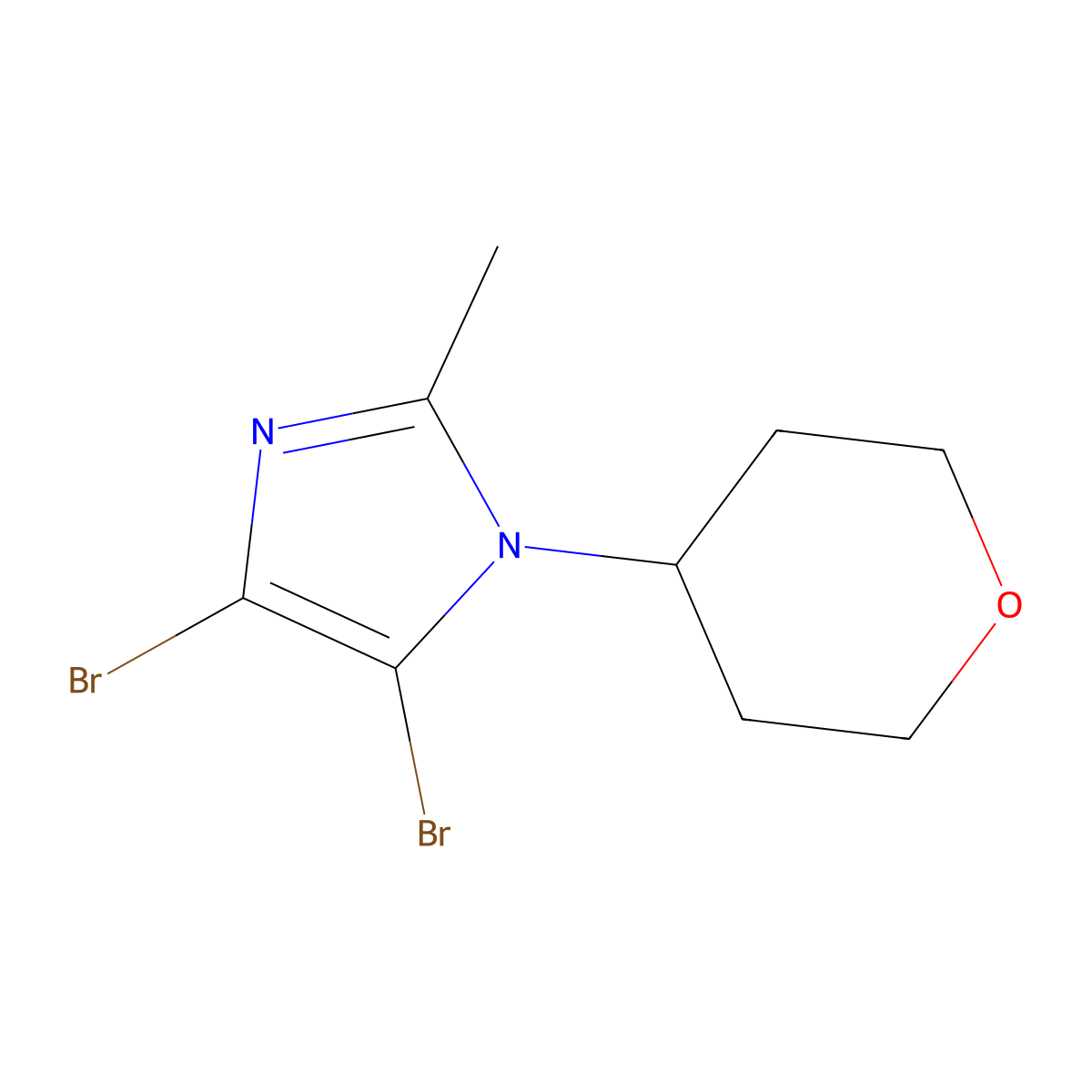 4,5-Dibromo-1-(oxan-4-yl)-2-methyl-1H-imidazole molecular structure, CAS 1622843-88-2