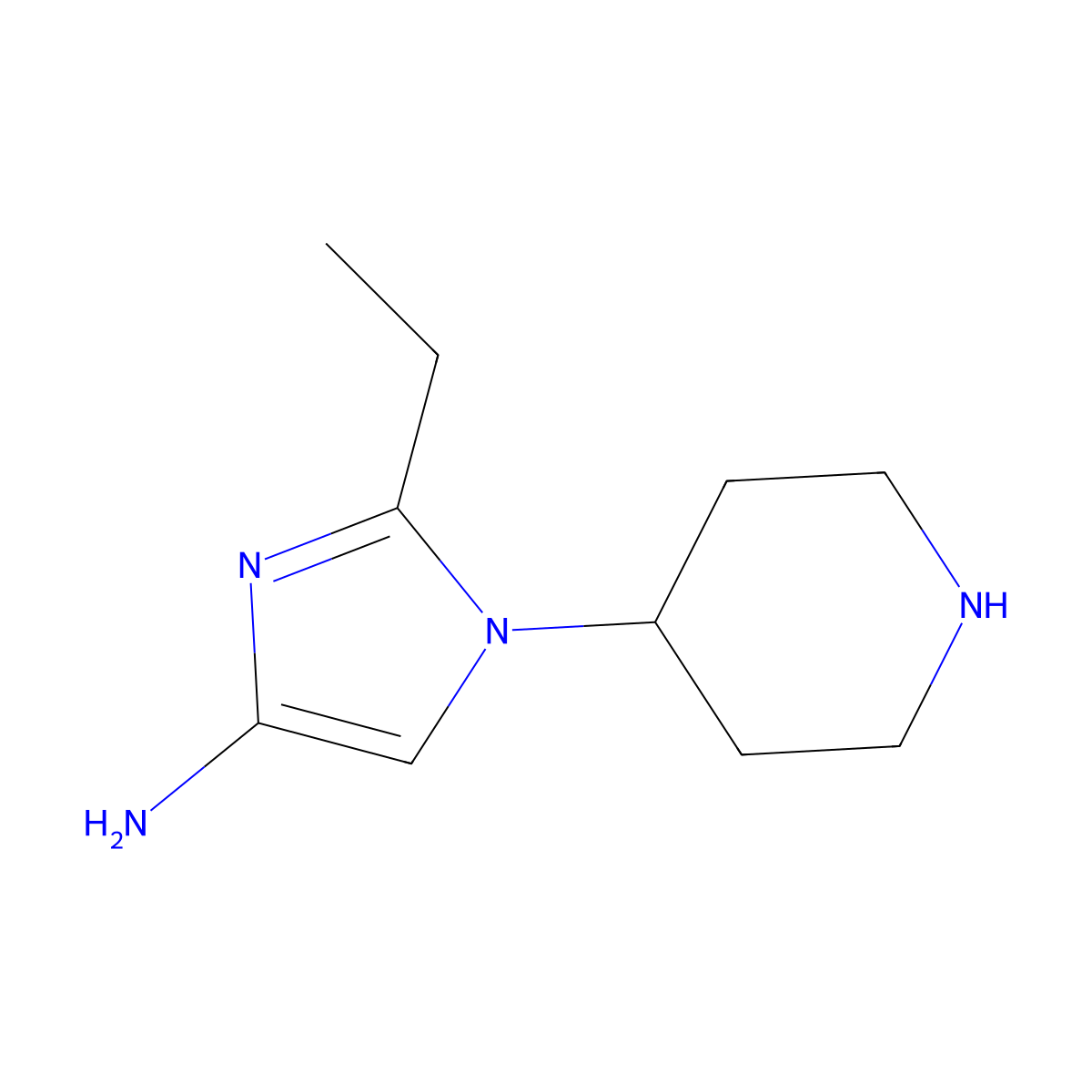 1-(Piperidin-4-yl)-2-ethylimidazol-4-amine molecular structure, CAS 1622844-01-2