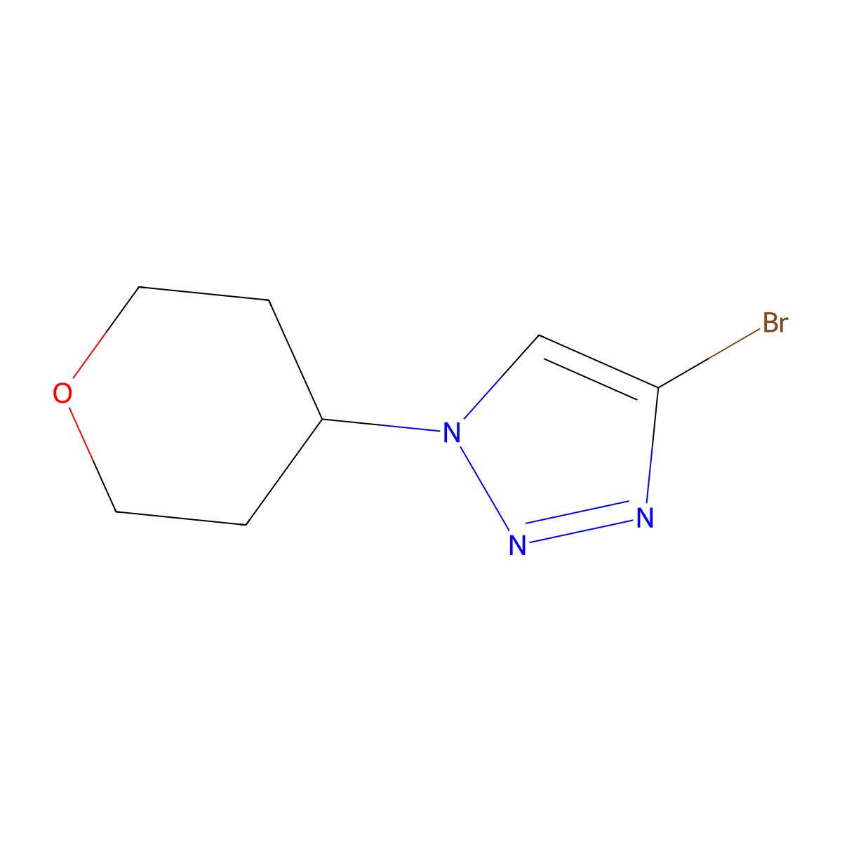 4-bromo-1-(oxan-4-yl)-1H-1,2,3-triazole molecular structure, CAS 1622844-04-5