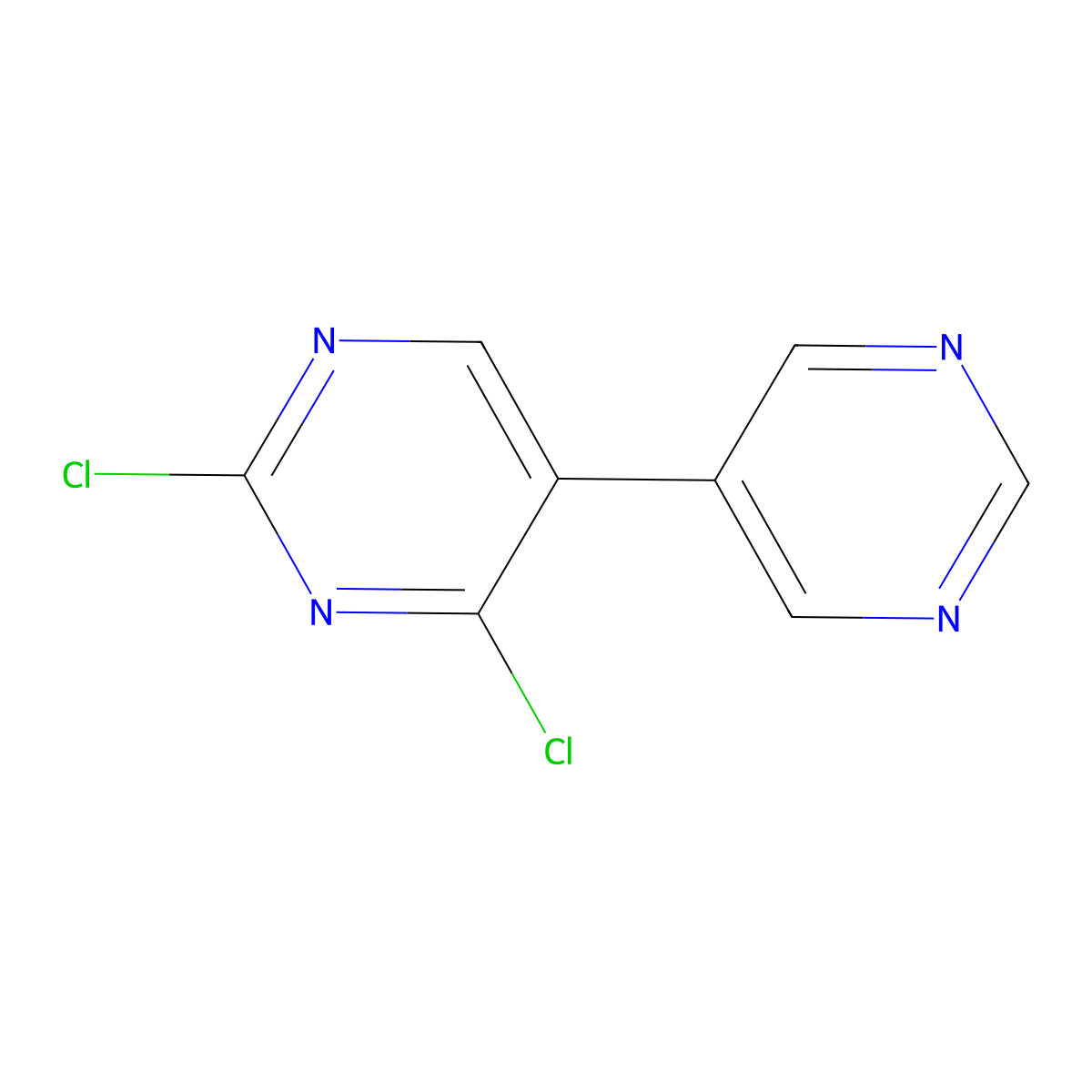 2,4-Dichloro-5-(pyrimidin-5-yl)pyrimidine molecular structure, CAS 1622844-06-7