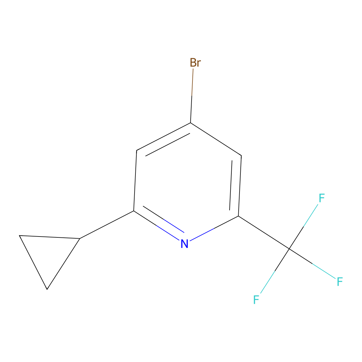 4-Bromo-2-cyclopropyl-6-(trifluoromethyl)pyridine molecular structure, CAS 1622844-13-6