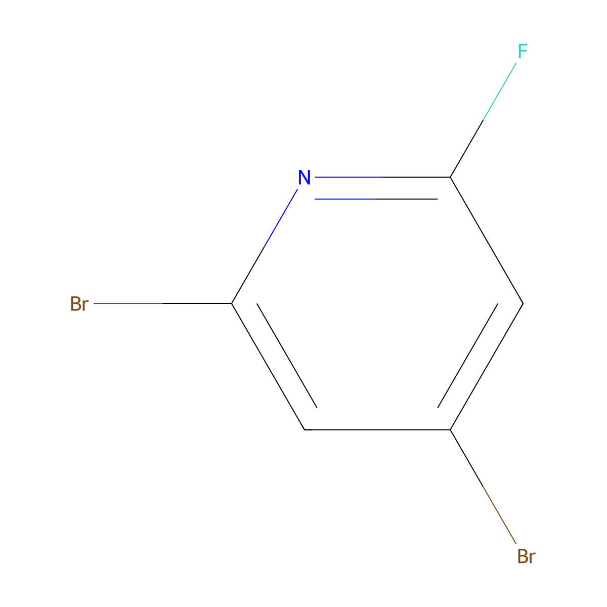 2,4-Dibromo-6-fluoropyridine molecular structure, CAS 1622844-17-0