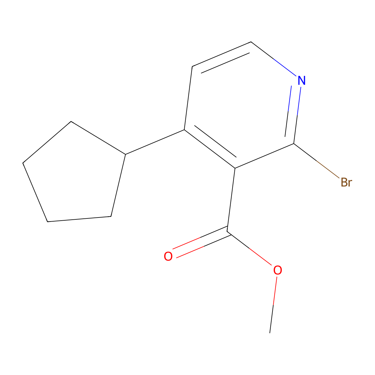 2-Bromo-3-methoxycarbonyl-4-cyclopentylpyridine molecular structure, CAS 1622844-18-1