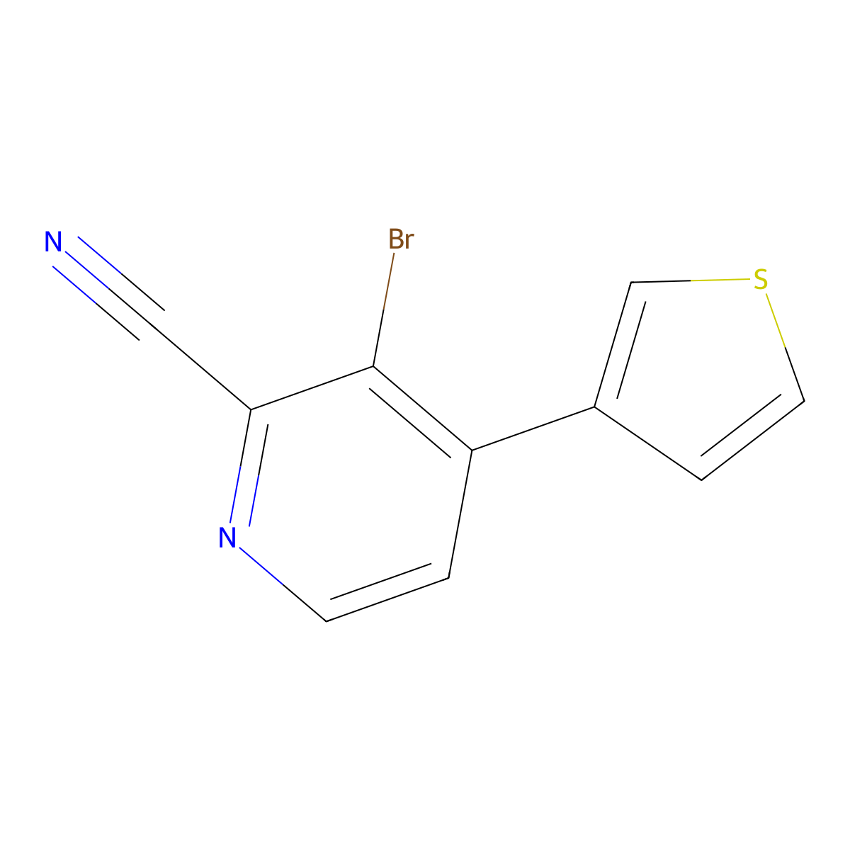 3-Bromo-4-(3-thienyl)-2-pyridinecarbonitrile molecular structure, CAS 1622844-19-2