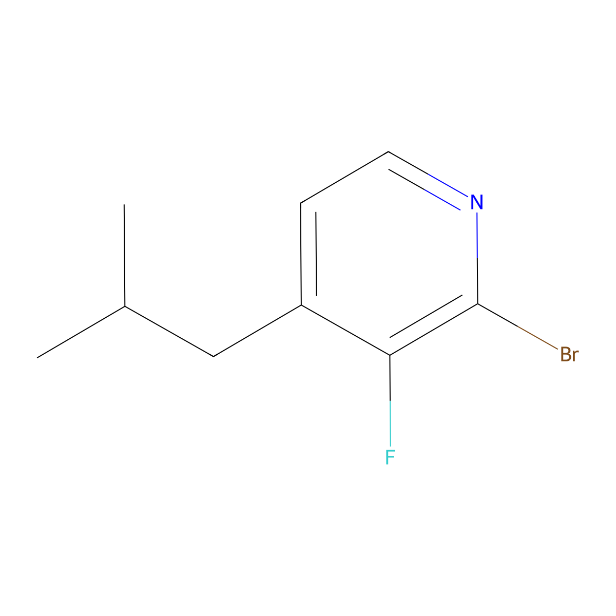 2-Bromo-3-fluoro-4-(iso-butyl)pyridine molecular structure, CAS 1622844-20-5