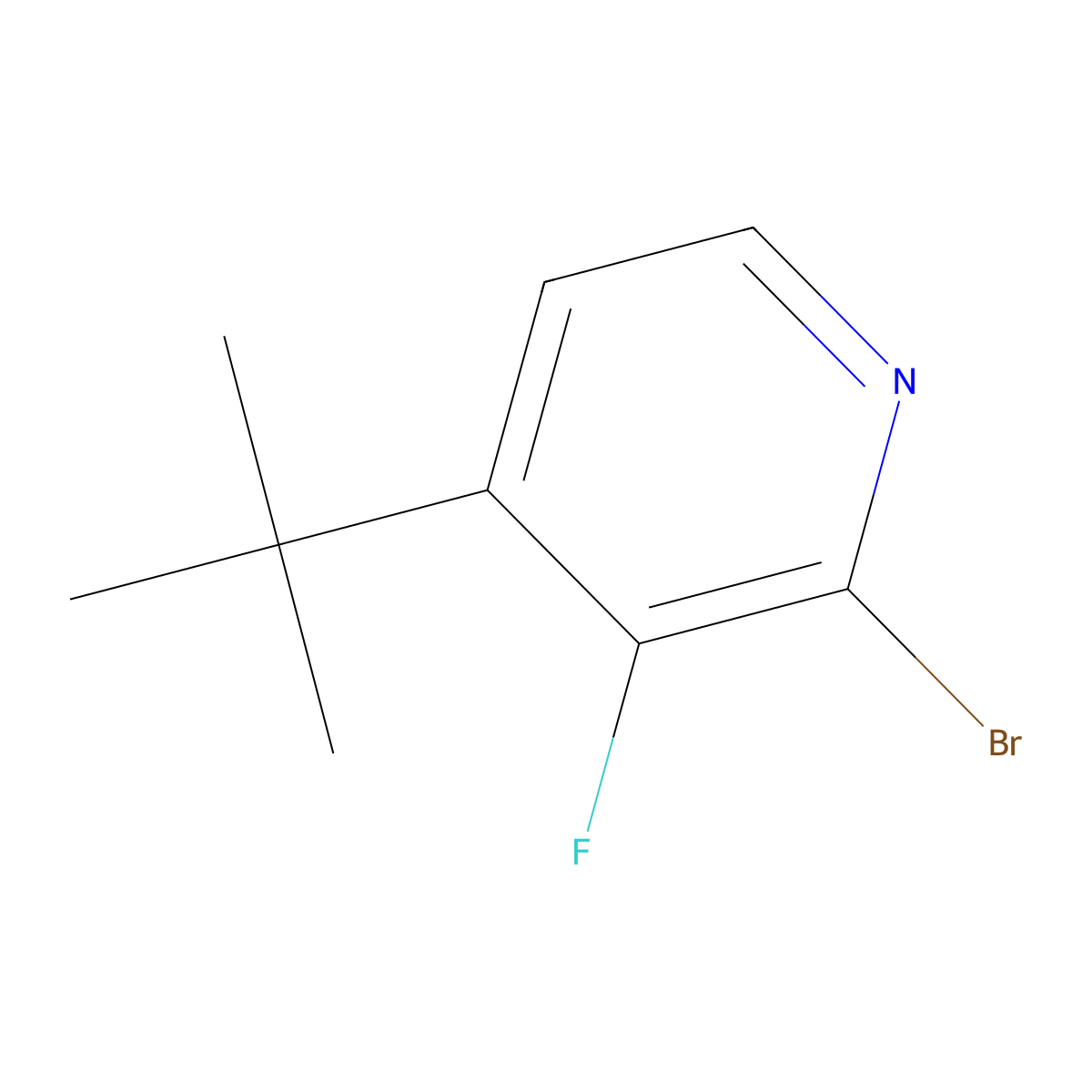 2-Bromo-3-fluoro-4-(tert-butyl)pyridine molecular structure, CAS 1622844-21-6