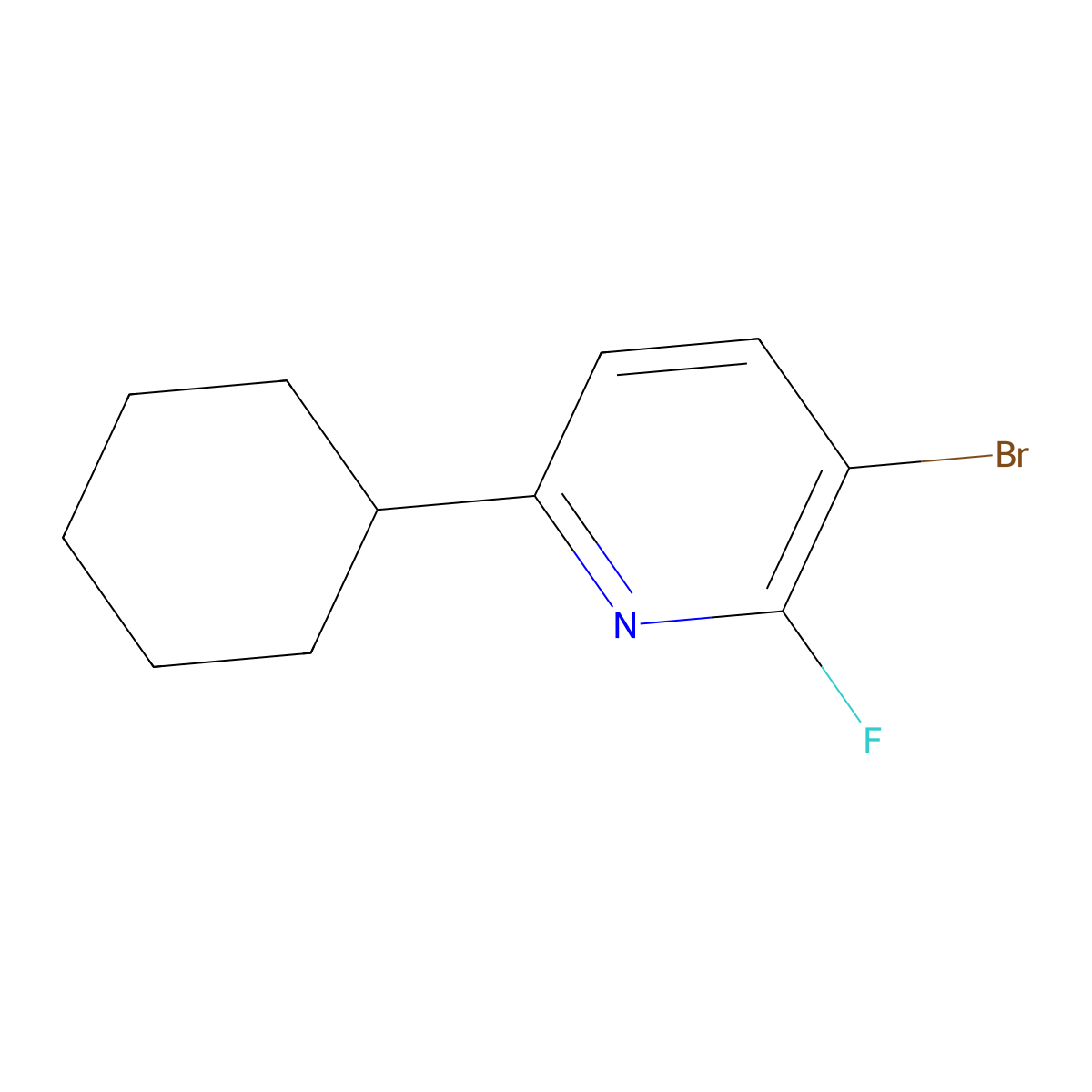 3-Bromo-2-fluoro-6-cyclohexylpyridine molecular structure, CAS 1622844-22-7