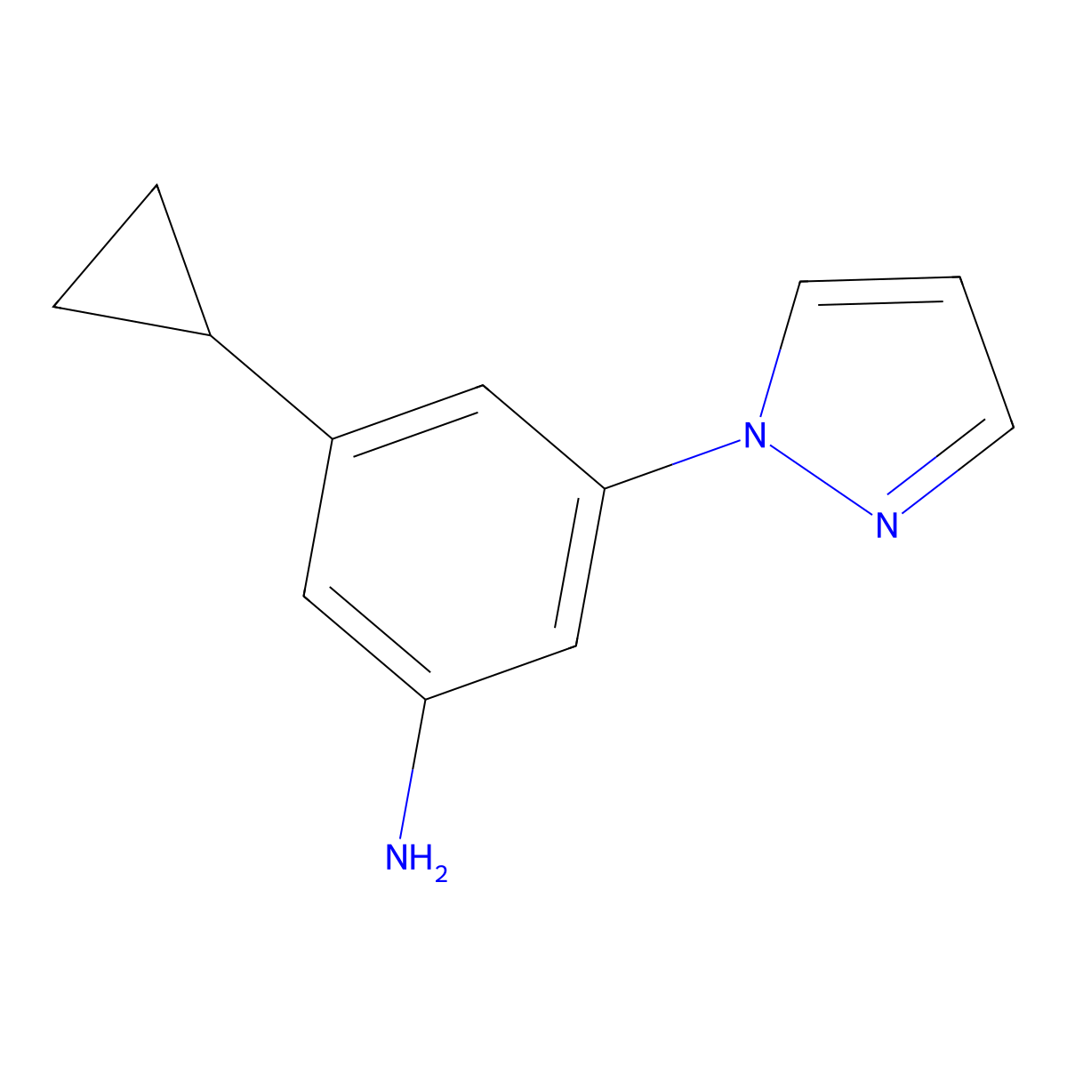 3-Cyclopropyl-5-(1H-pyrazol-1-yl)aniline molecular structure, CAS 1622844-23-8