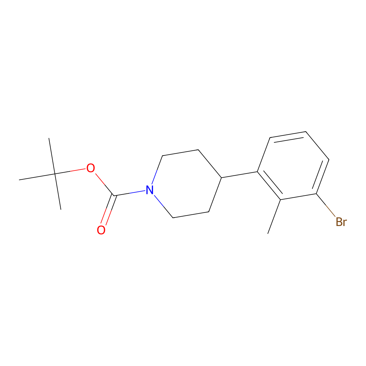 2-Methyl-3-(N-Boc-piperidin-4-yl)bromobenzene molecular structure, CAS 1622844-25-0