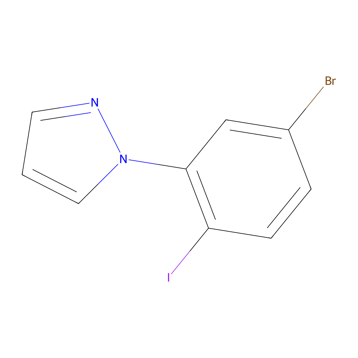 4-Iodo-3-(1H-pyrazol-1-yl)bromobenzene molecular structure, CAS 1622844-27-2